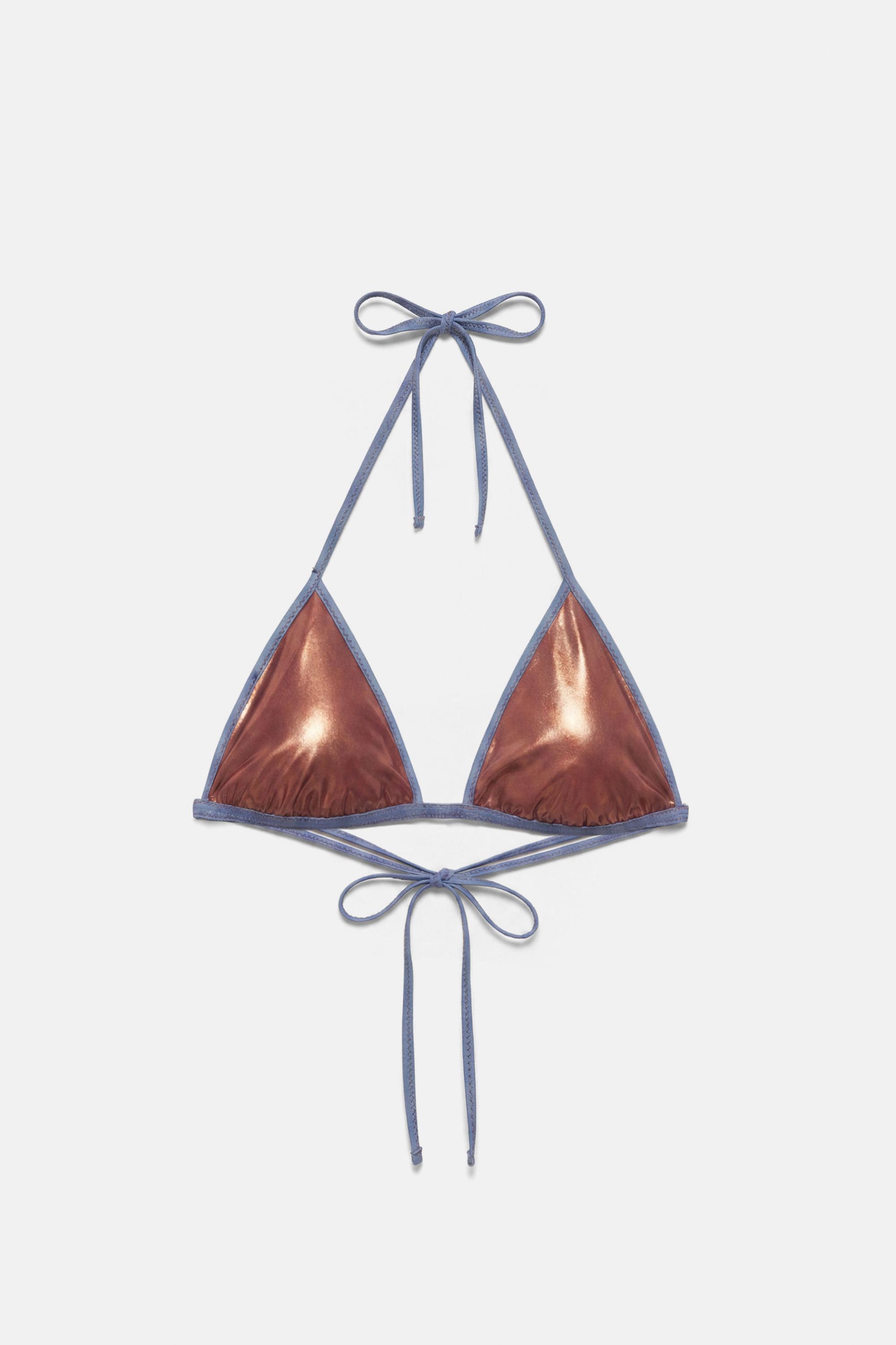 Metallic triangle bikini top — Copper
