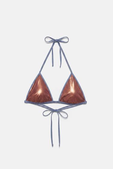 Metallic triangle bikini top — Copper 4