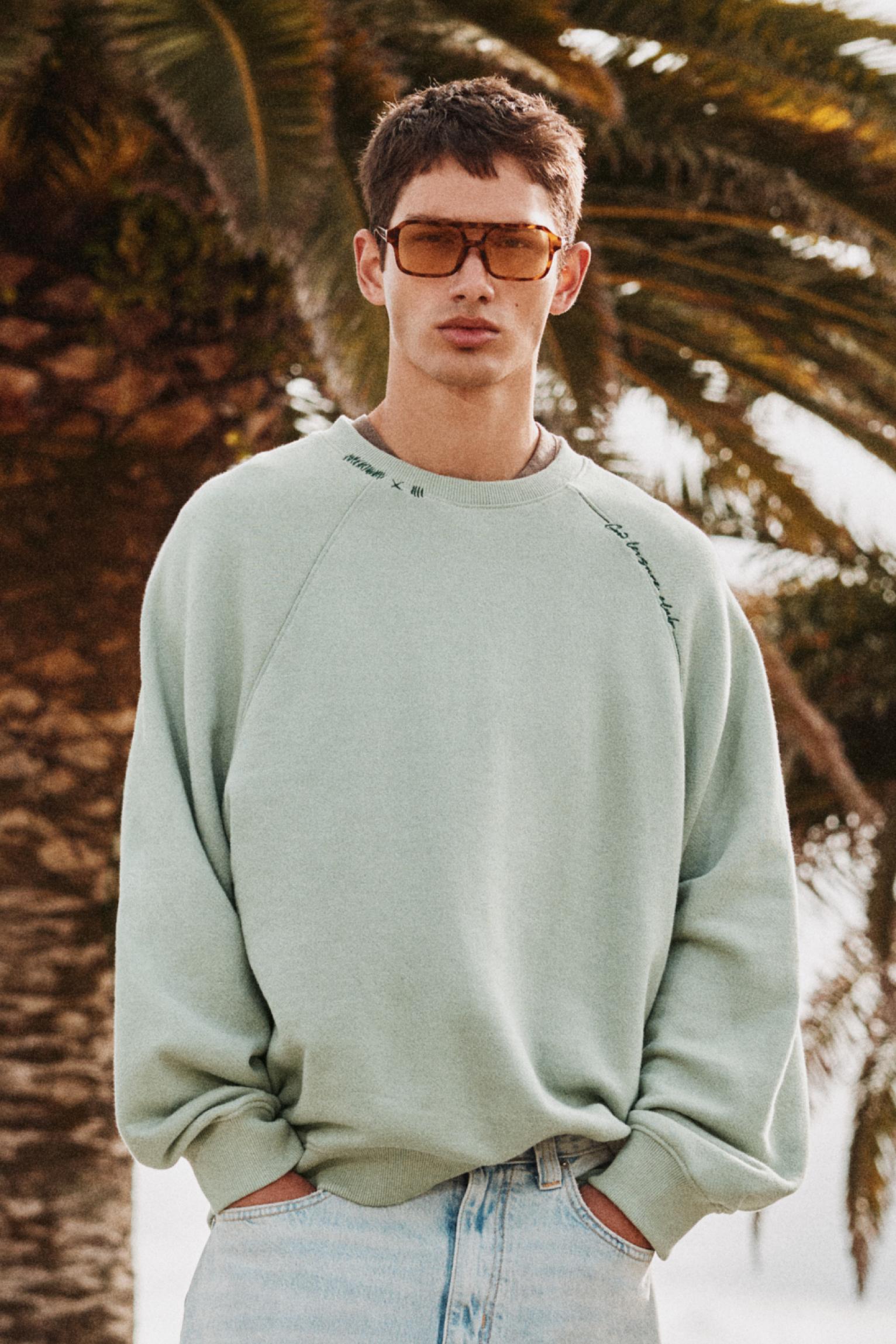 Felpa Raglan Effetto Lavato