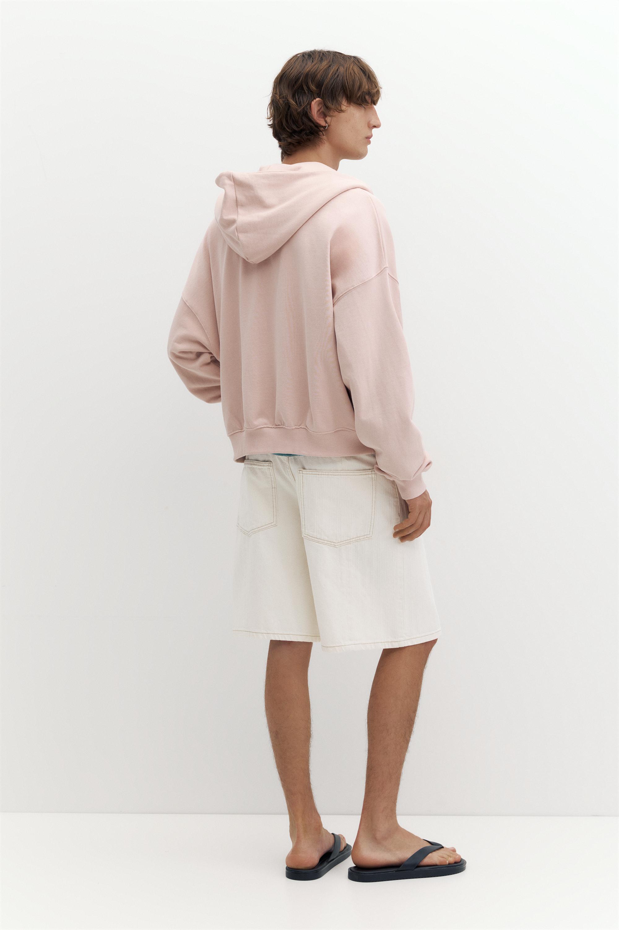 Baggy relaxed denim Bermuda shorts — White