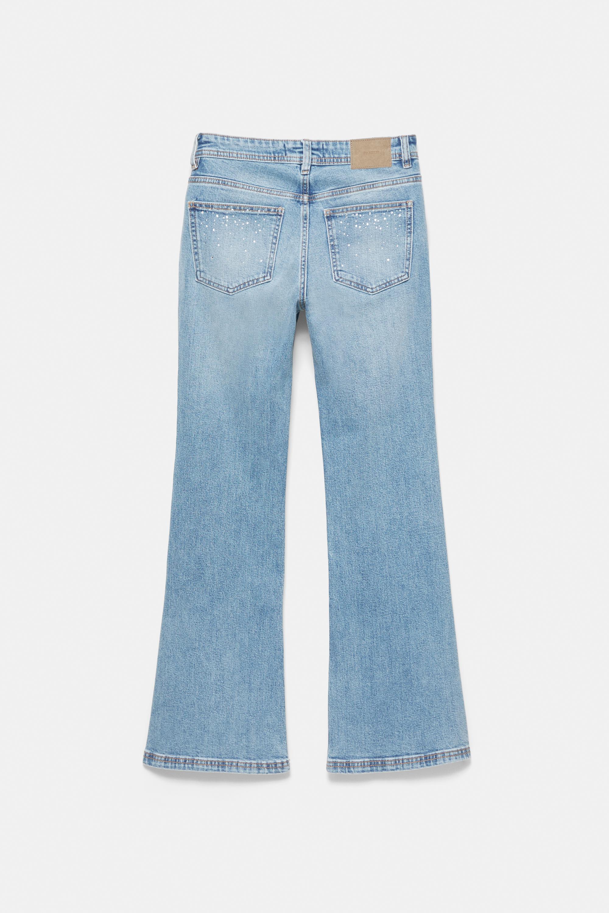 Rhinestone boot-cut jeans — Medium blue