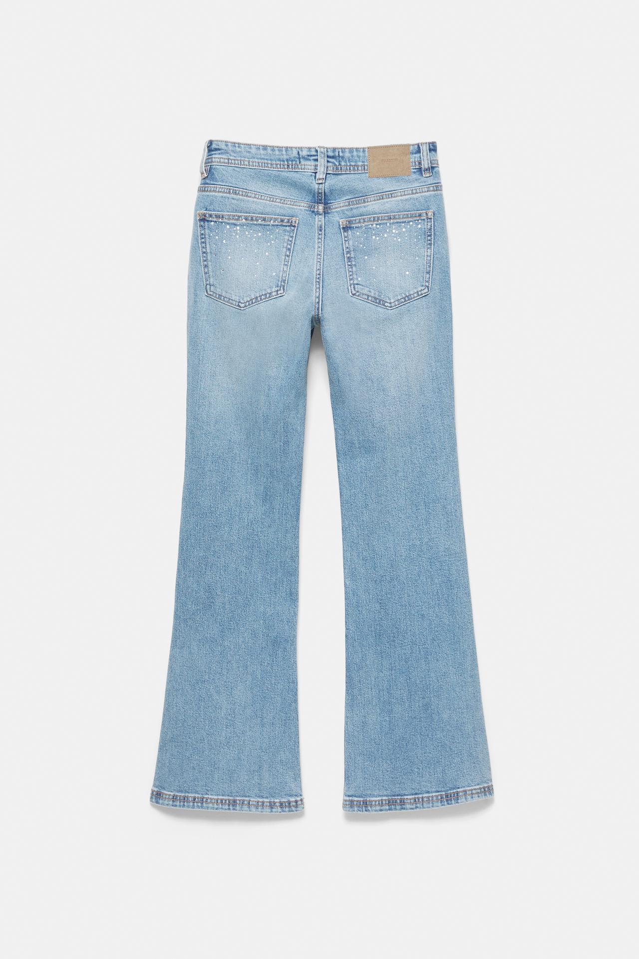 Rhinestone boot-cut jeans — Medium blue