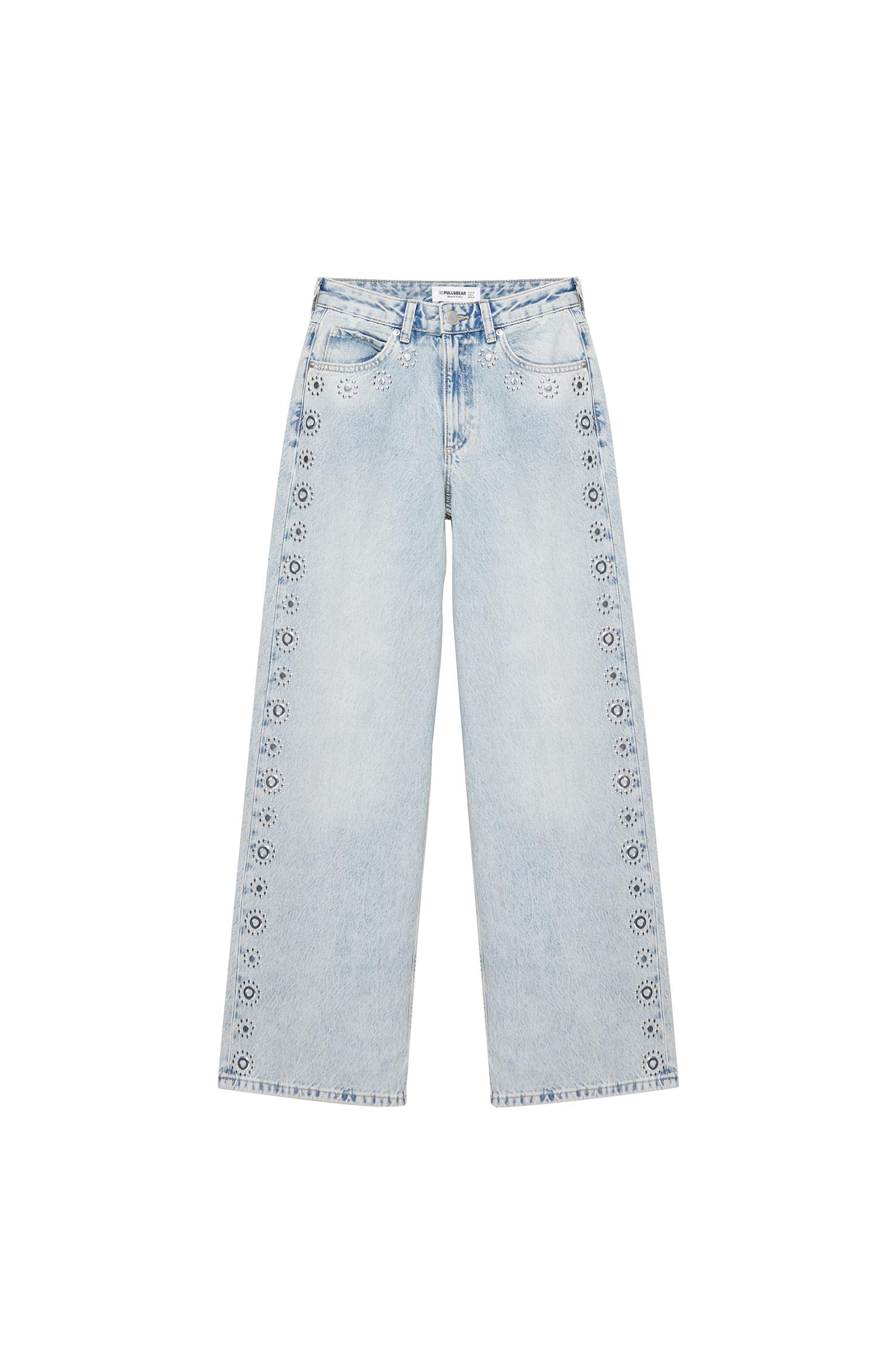 Studded baggy jeans — Pale blue
