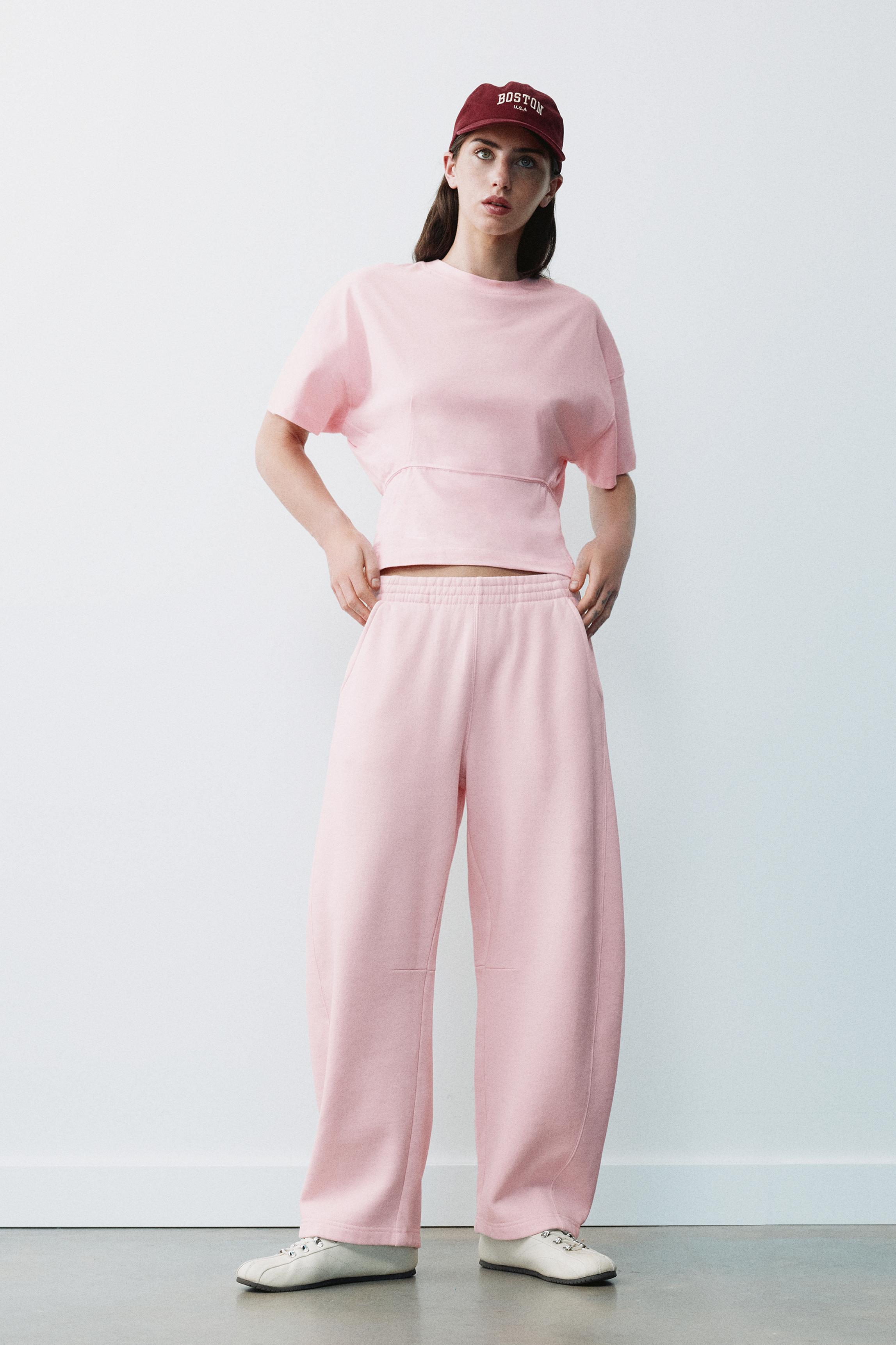 Barrel-leg joggers — Pastel pink