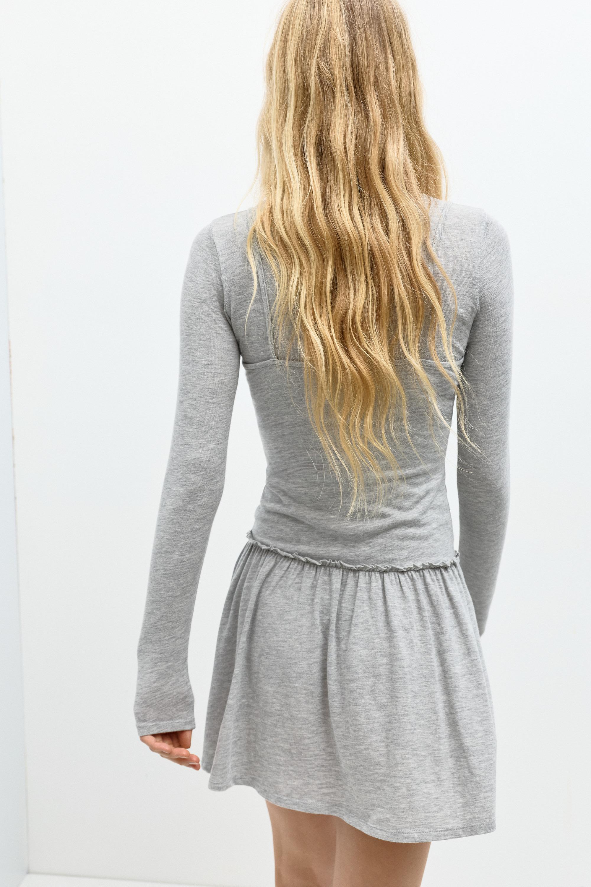 Double short dress — Grey marl
