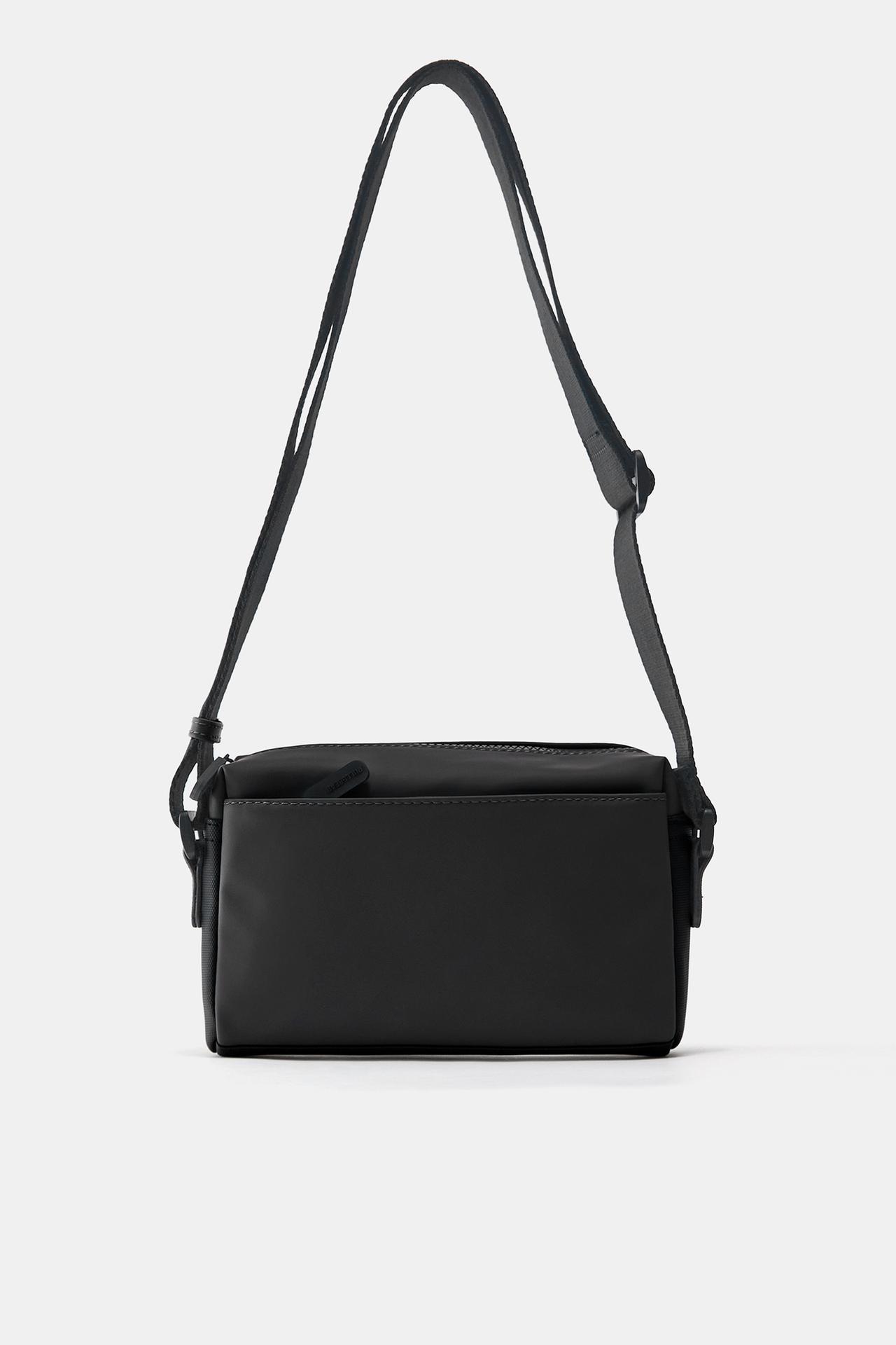 Rubberised crossbody bag — Black