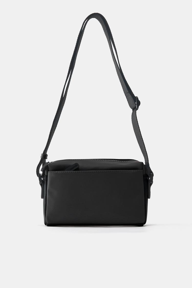 Rubberised crossbody bag — Black