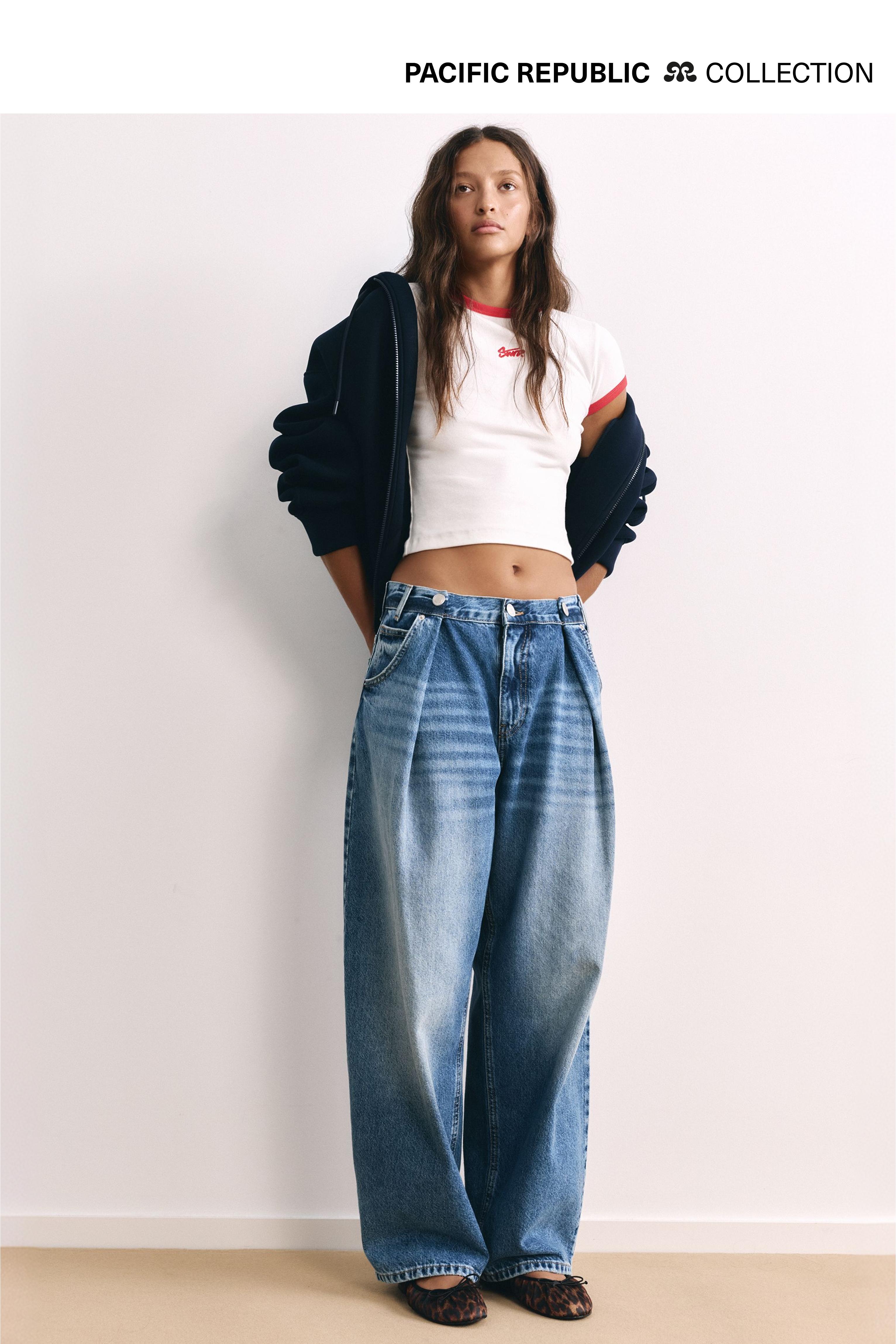 Pleated balloon-fit baggy jeans — Dark blue