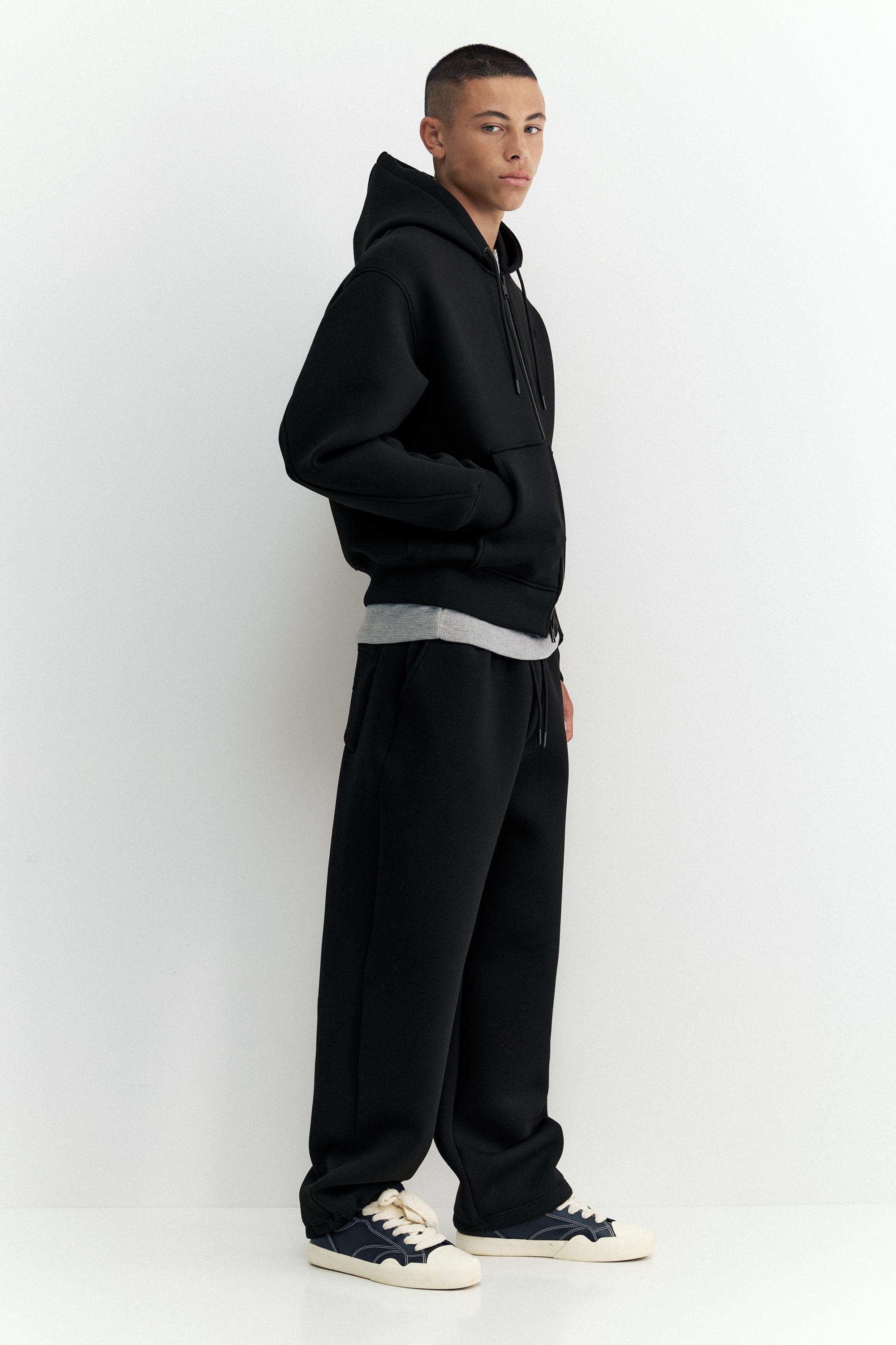 Neoprene-effect baggy trousers — Black