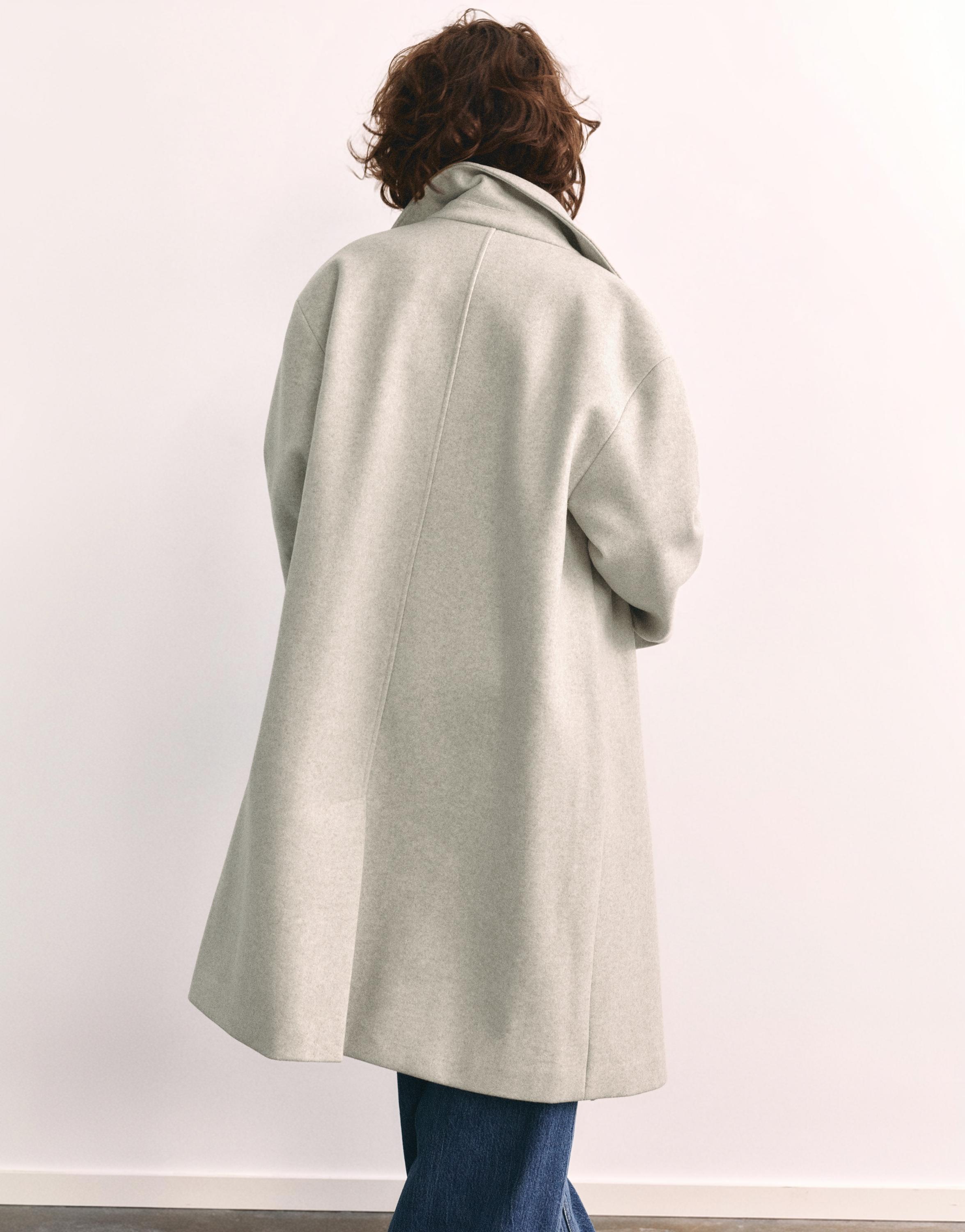 Double-breasted felt texture coat — Sand