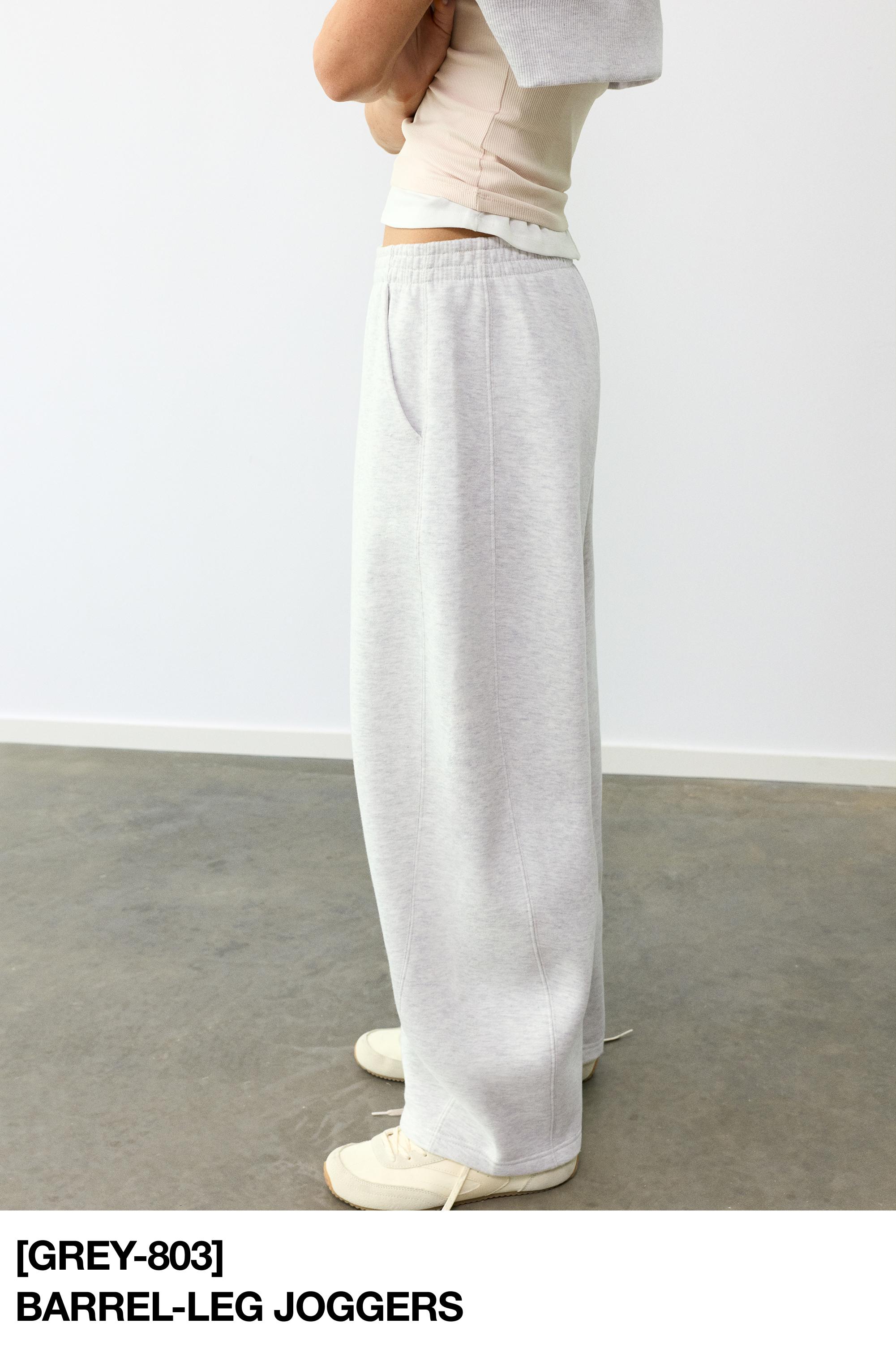 Barrel-leg joggers — Grey marl