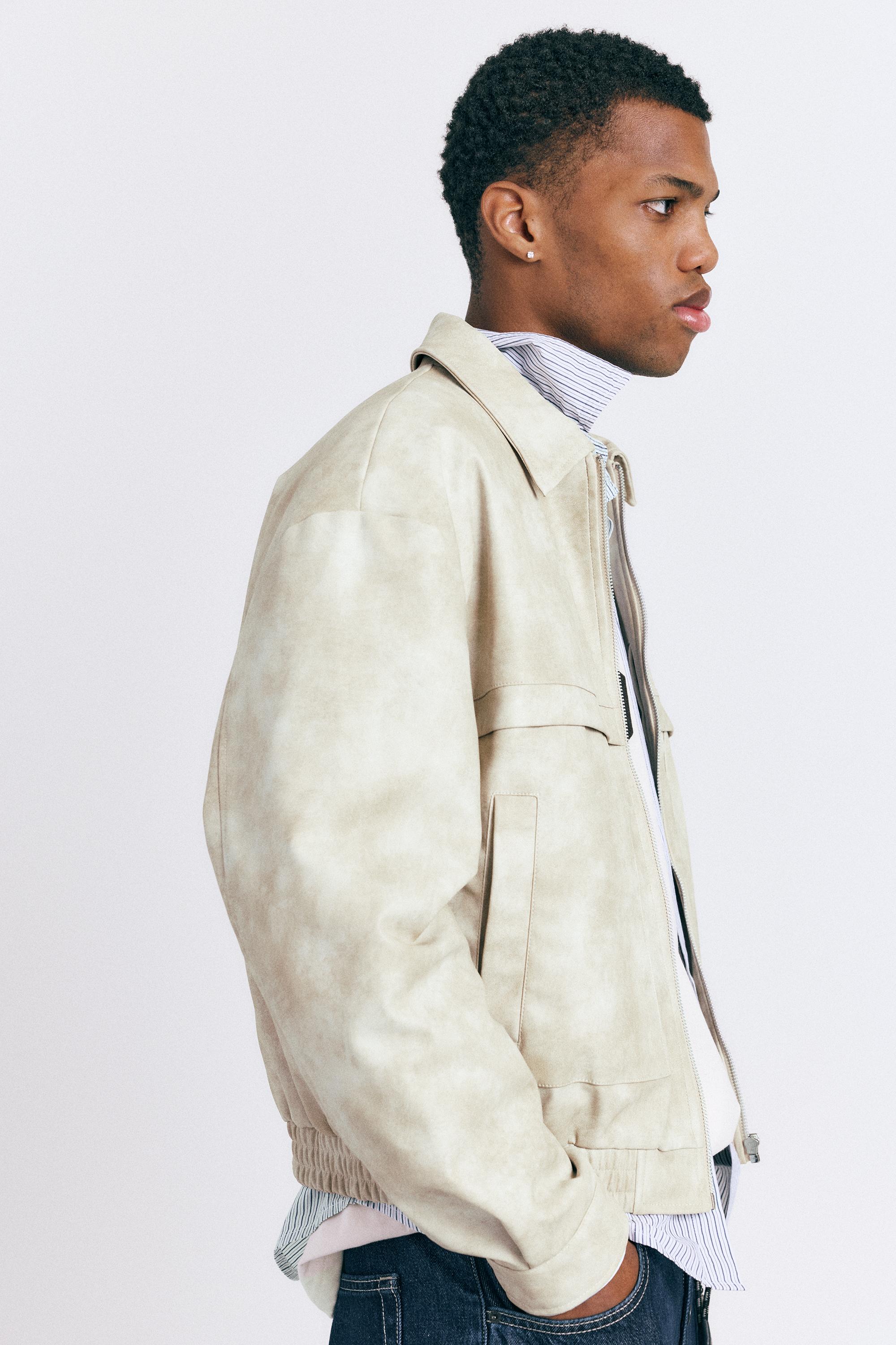 Faux leather jacket — Ecru