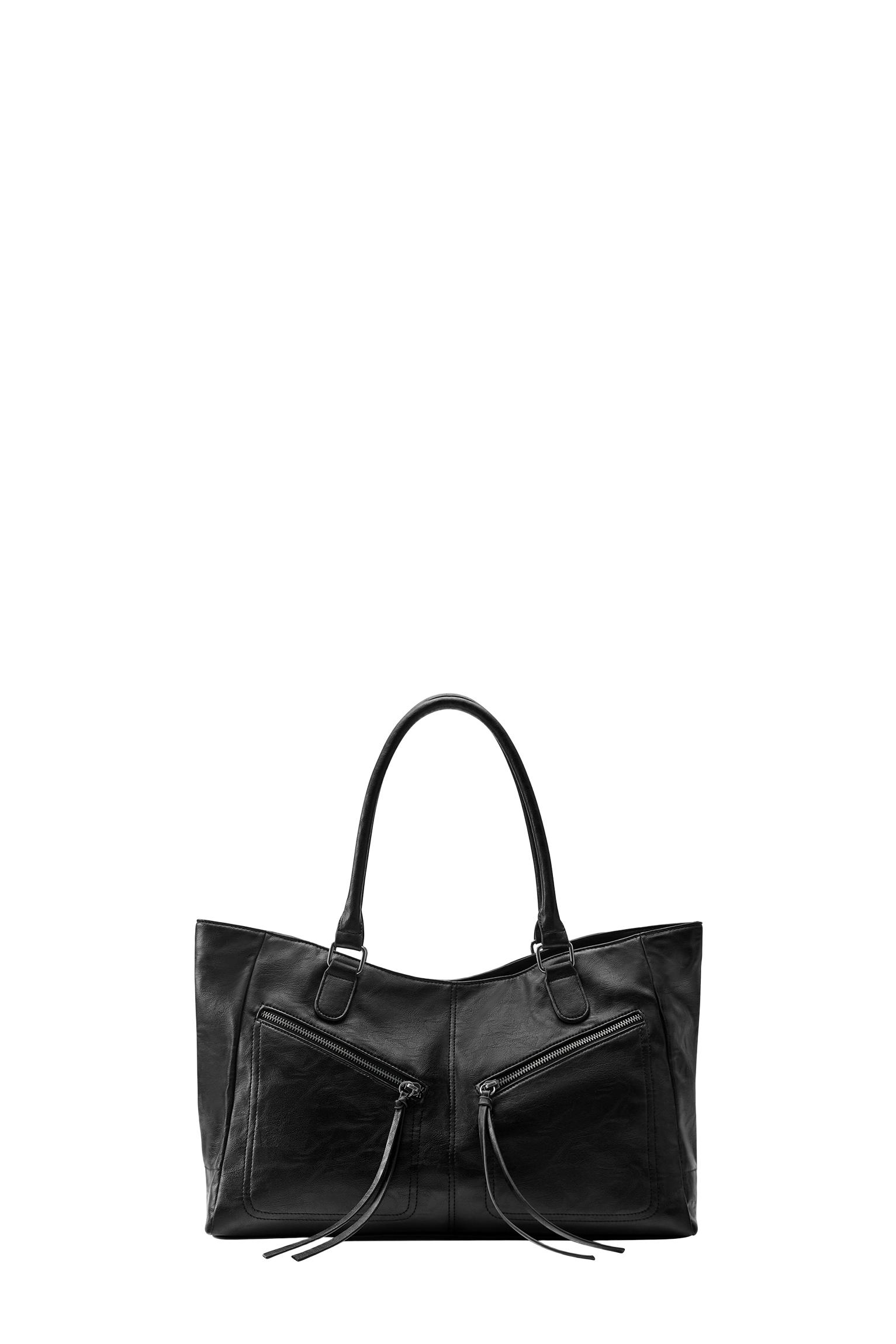 Zip detail tote bag — Black