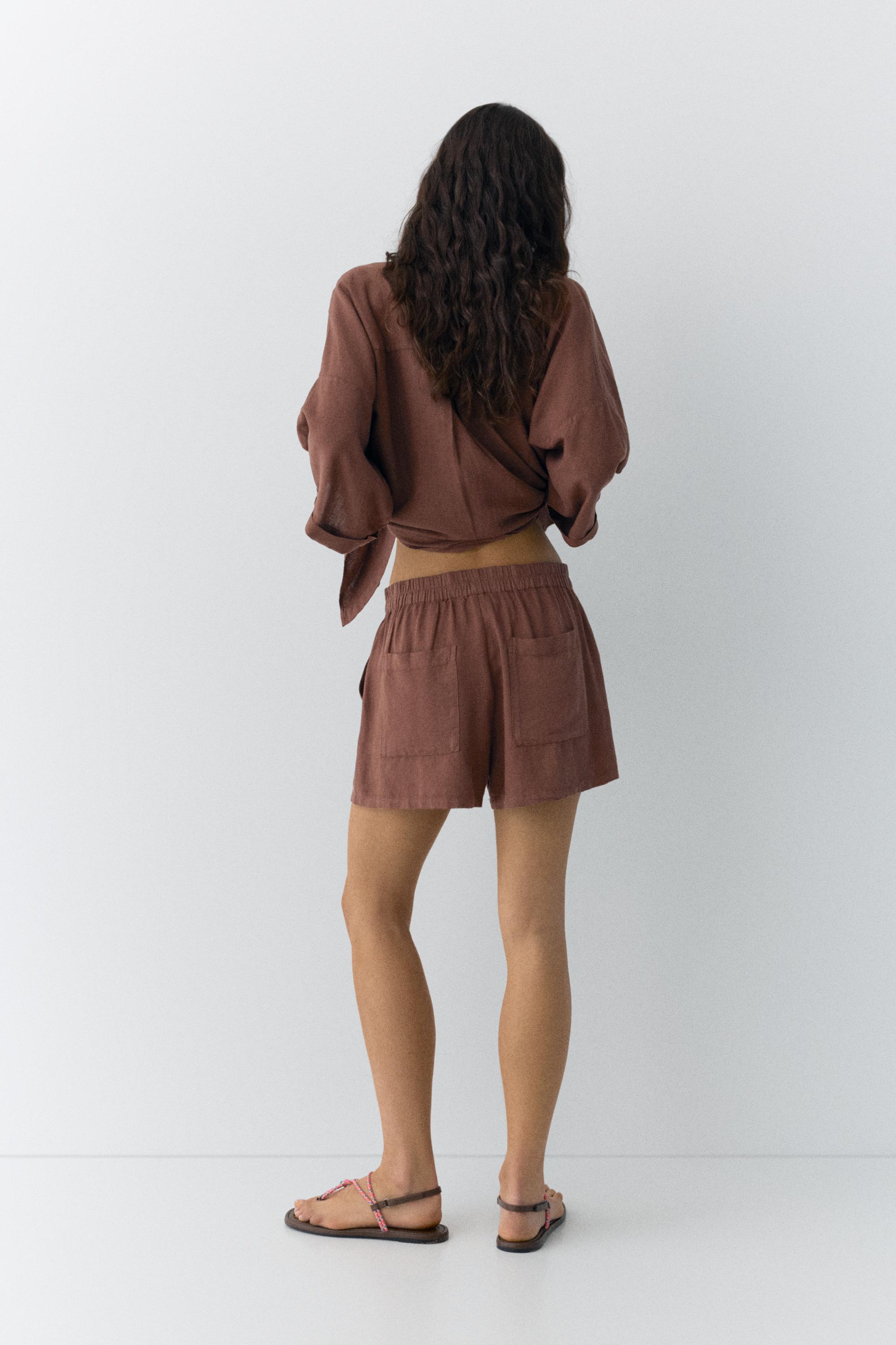 Linen blend shorts