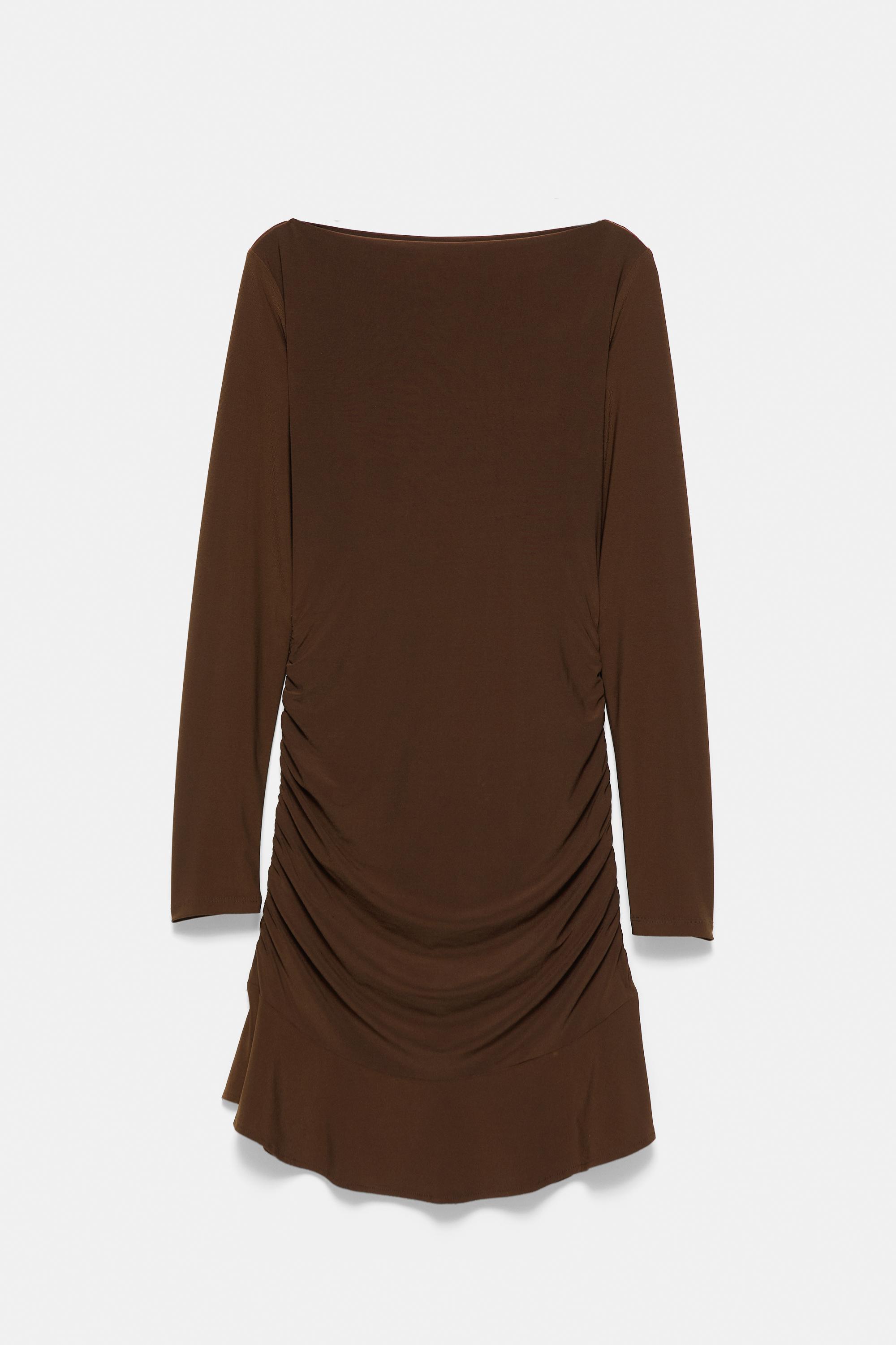 Gathered short dress — Brown