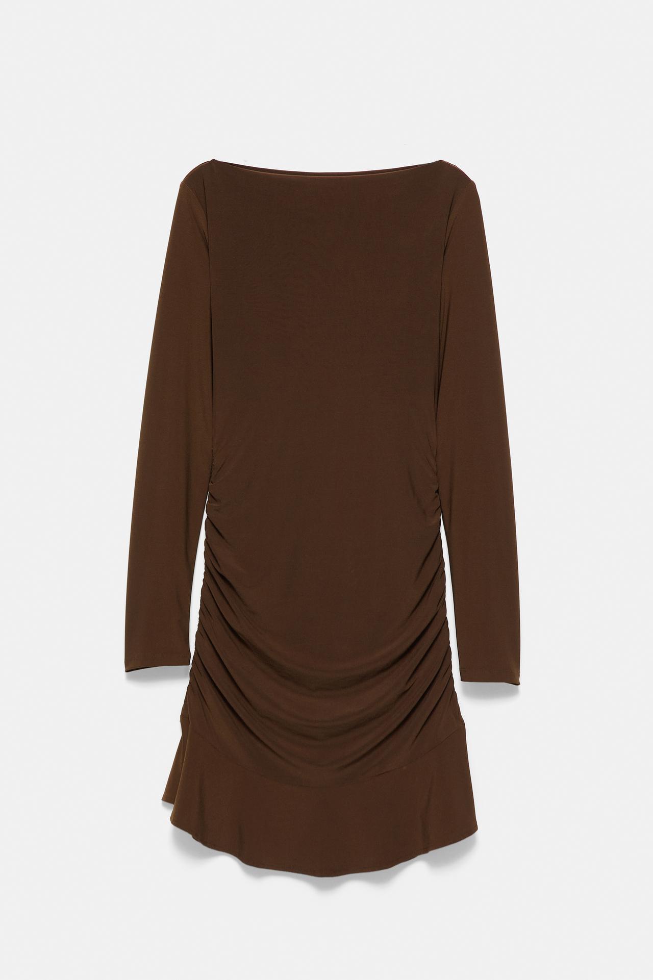 Gathered short dress — Brown