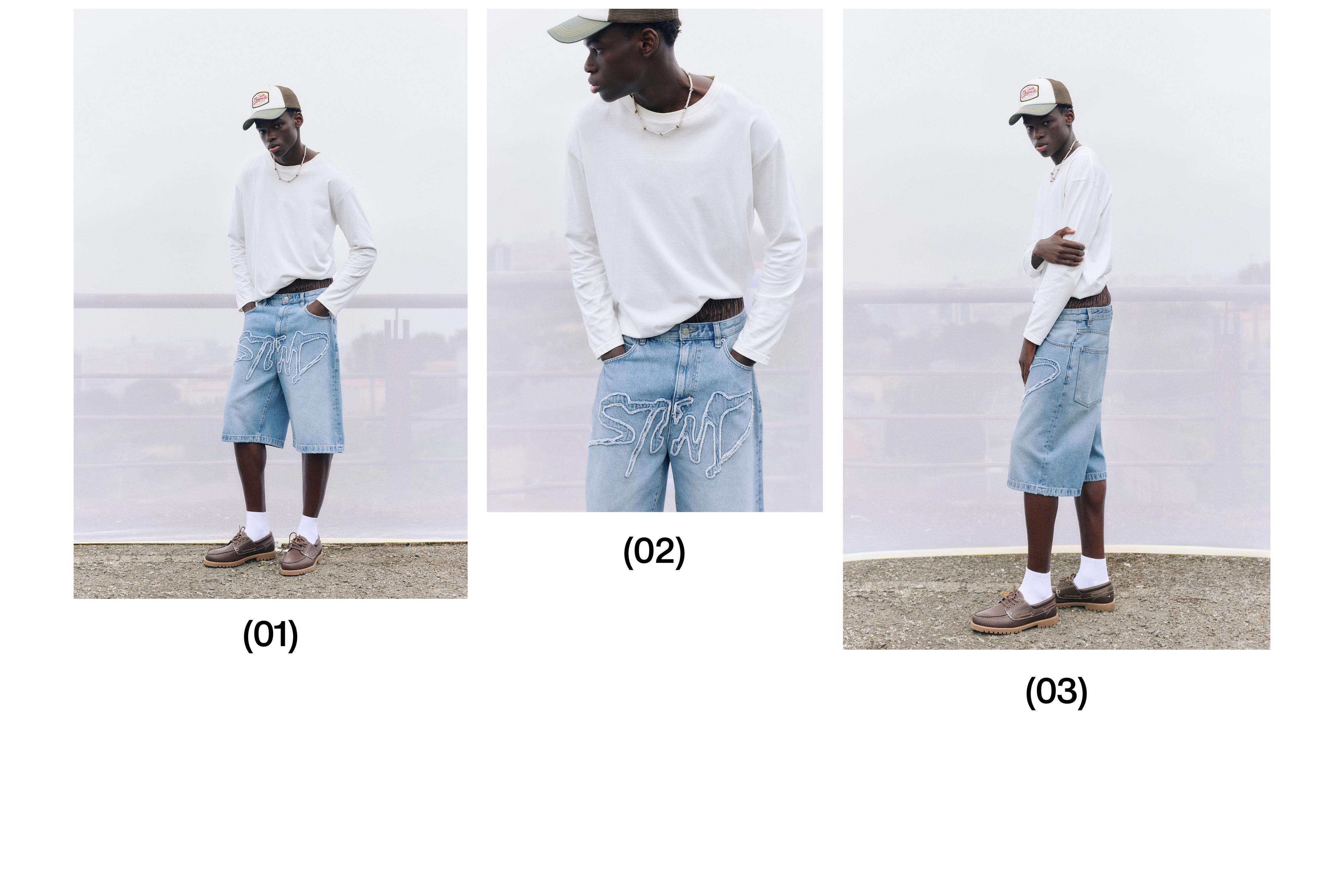 STWD skater denim Bermuda shorts — Pale indigo