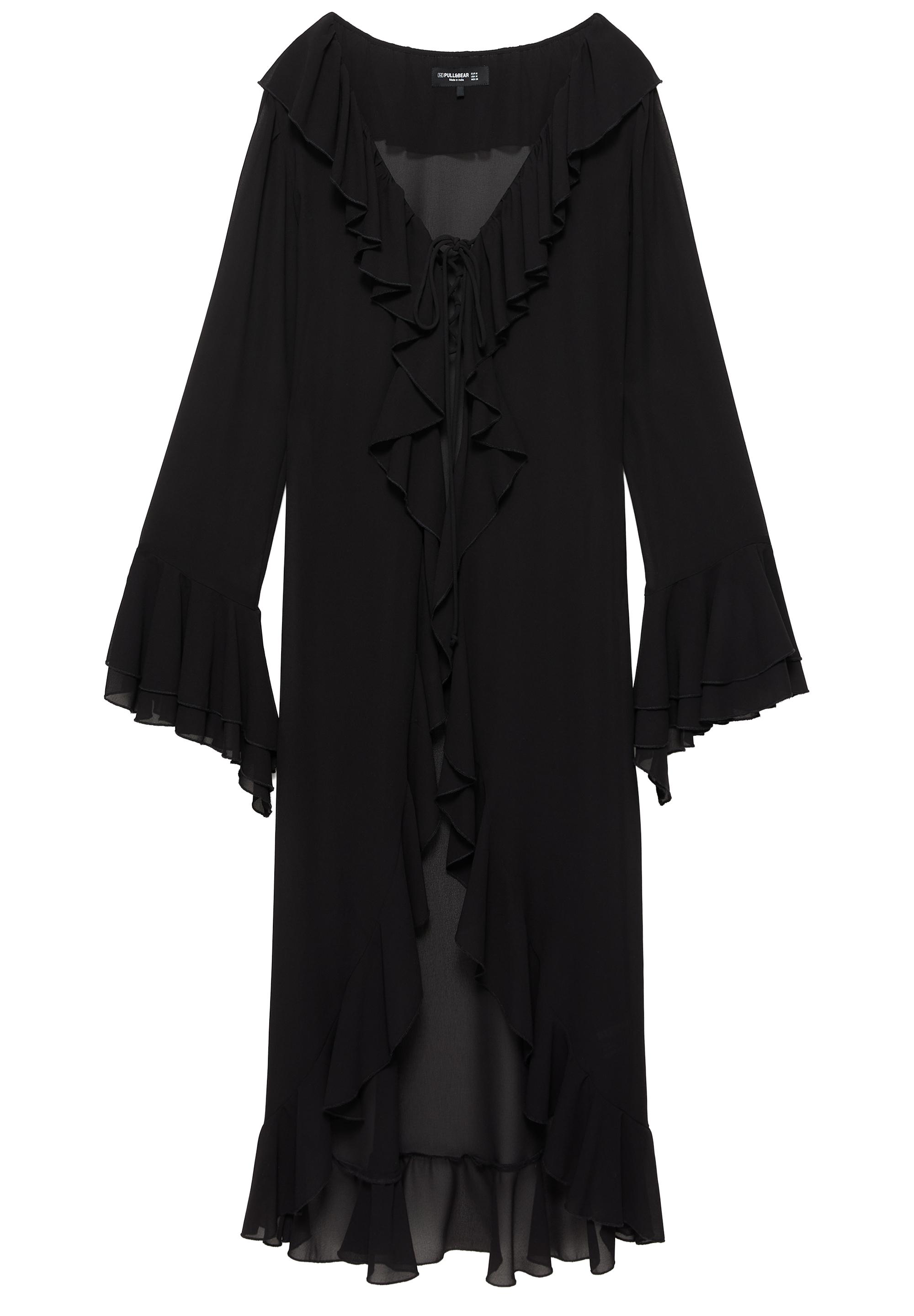 Long ruffle kimono — Black