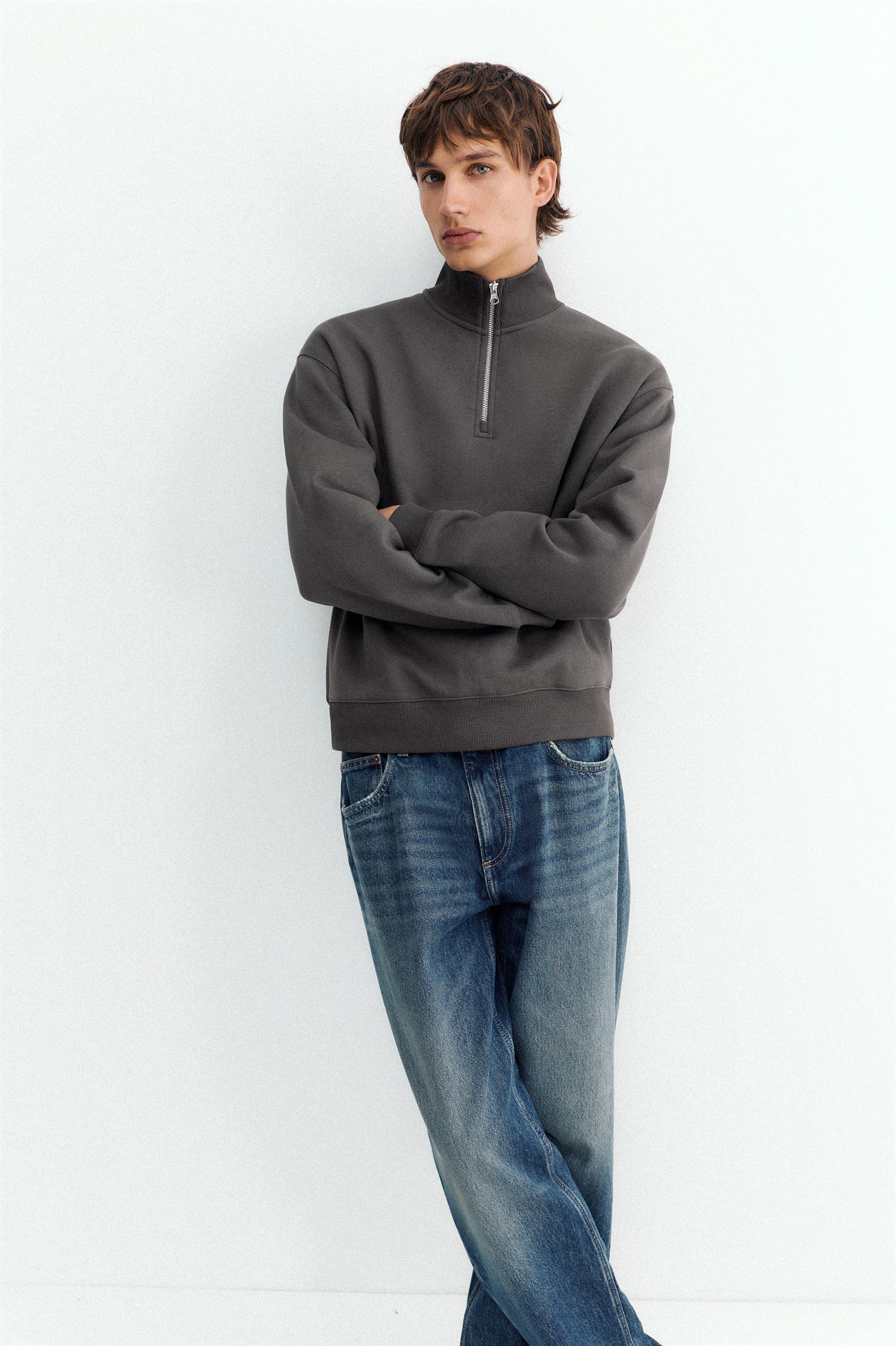 Quarter-zip sweatshirt — Anthracite grey