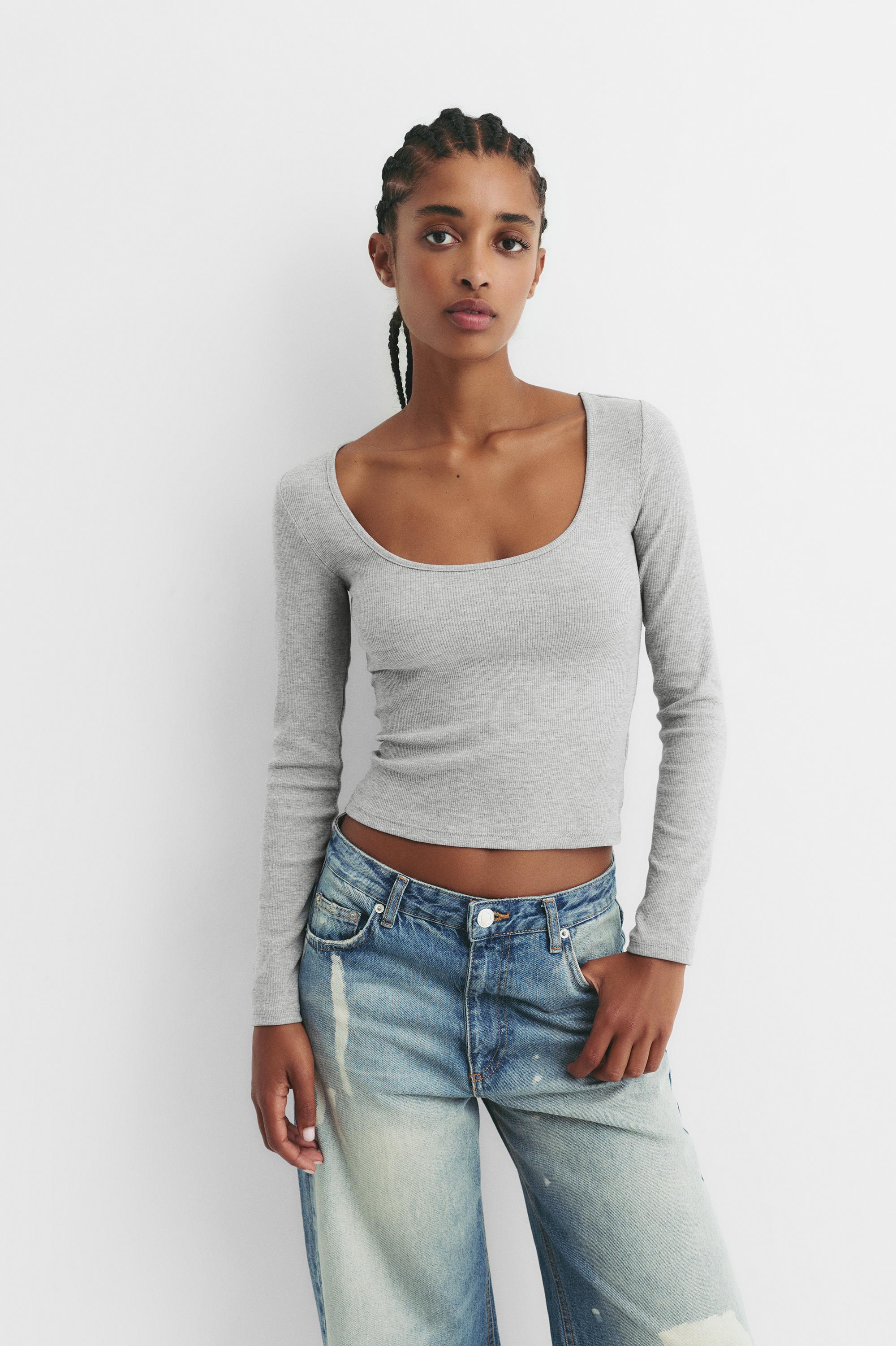 Ribbed round neck T-shirt — Medium marl