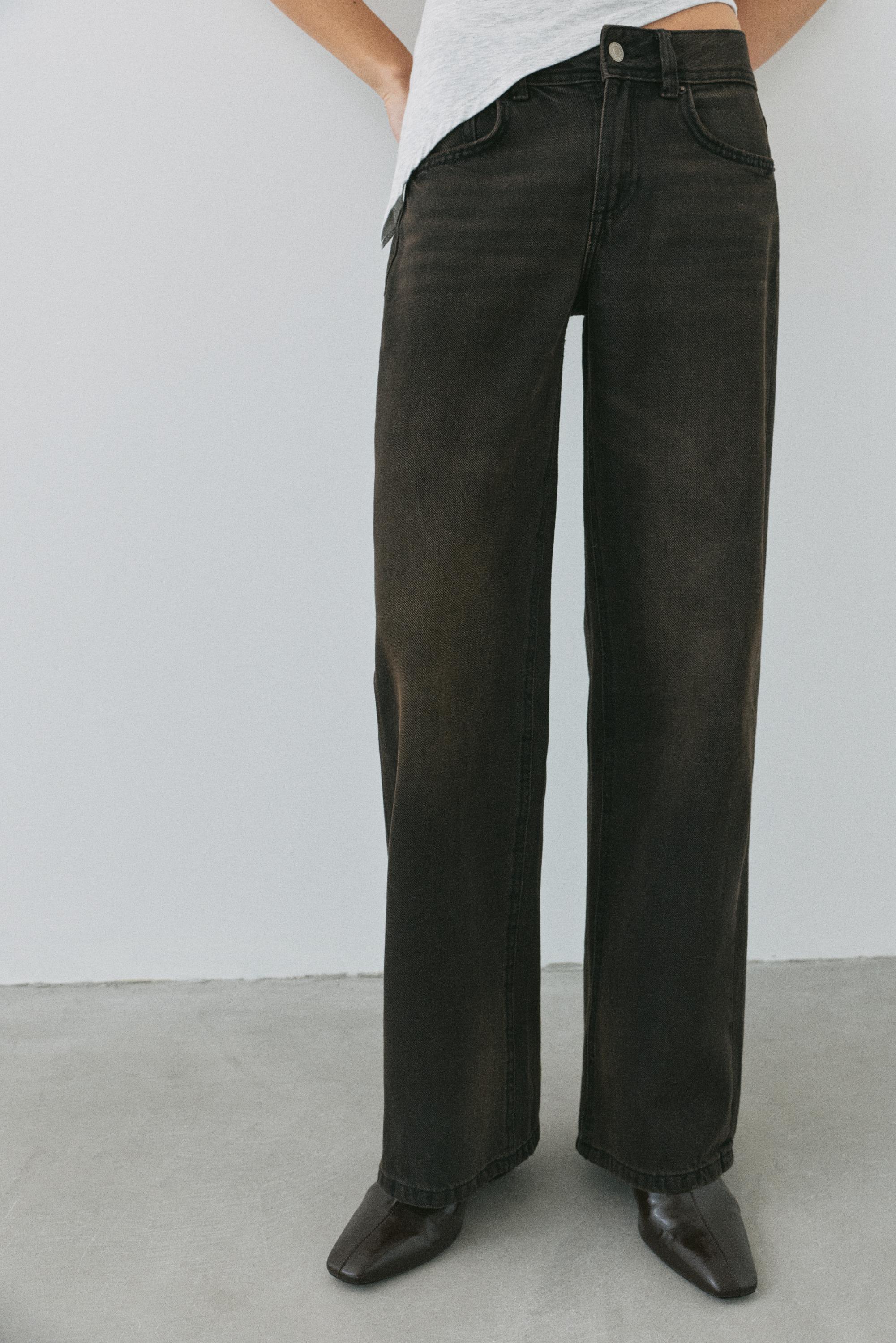 Low-rise straight-leg jeans — Dark brown