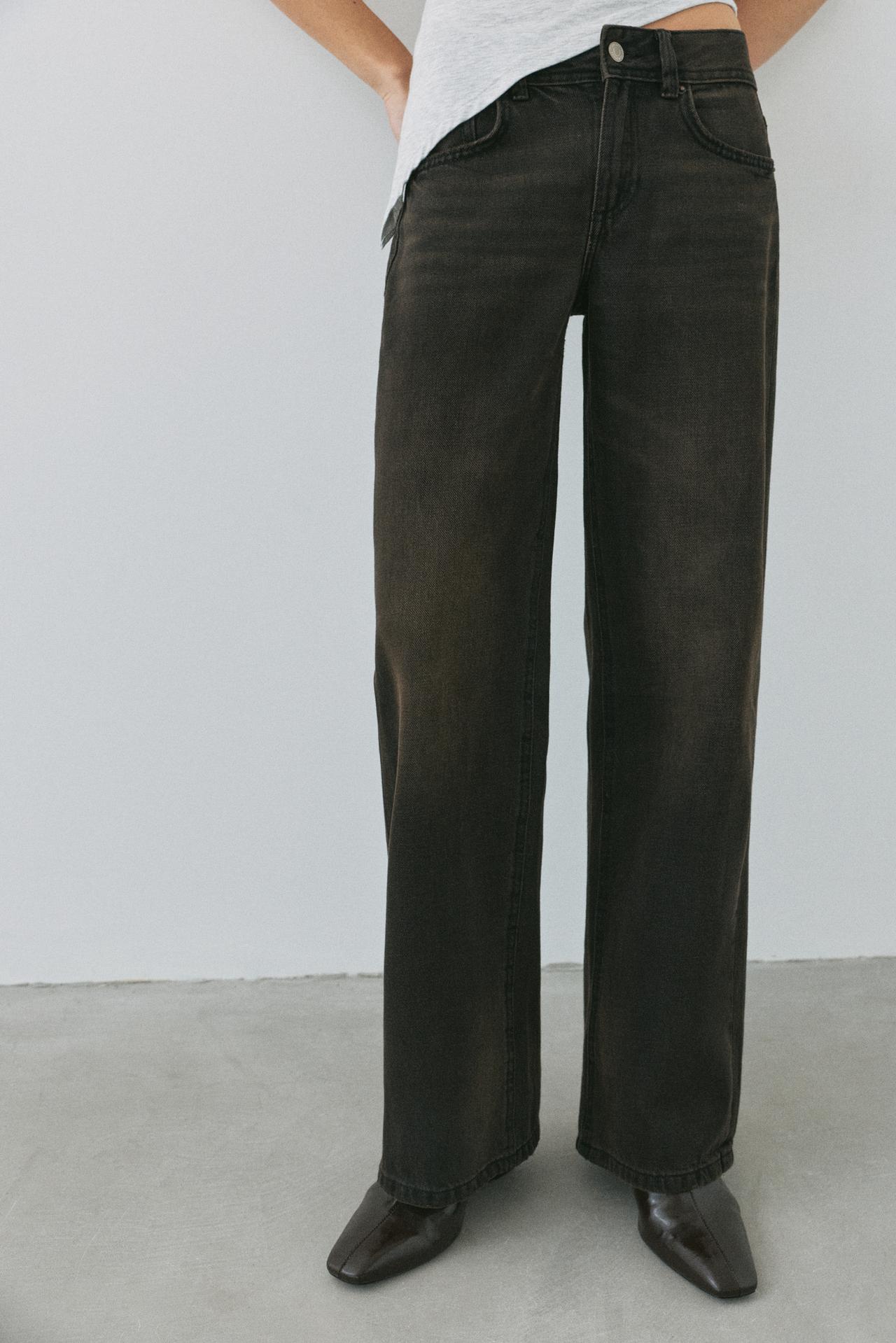 Low-rise straight-leg jeans — Dark brown