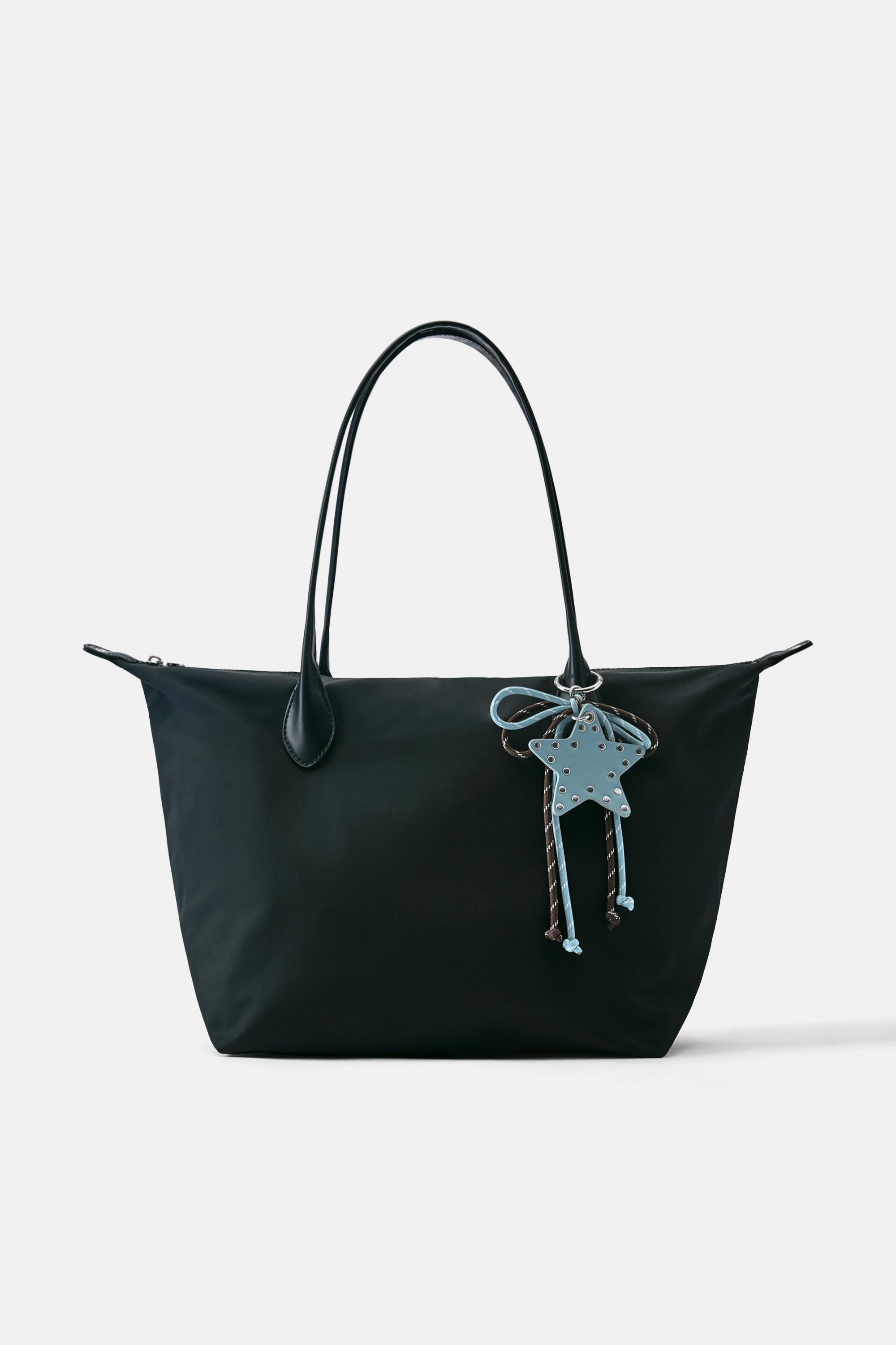 Embellished nylon tote bag — Black
