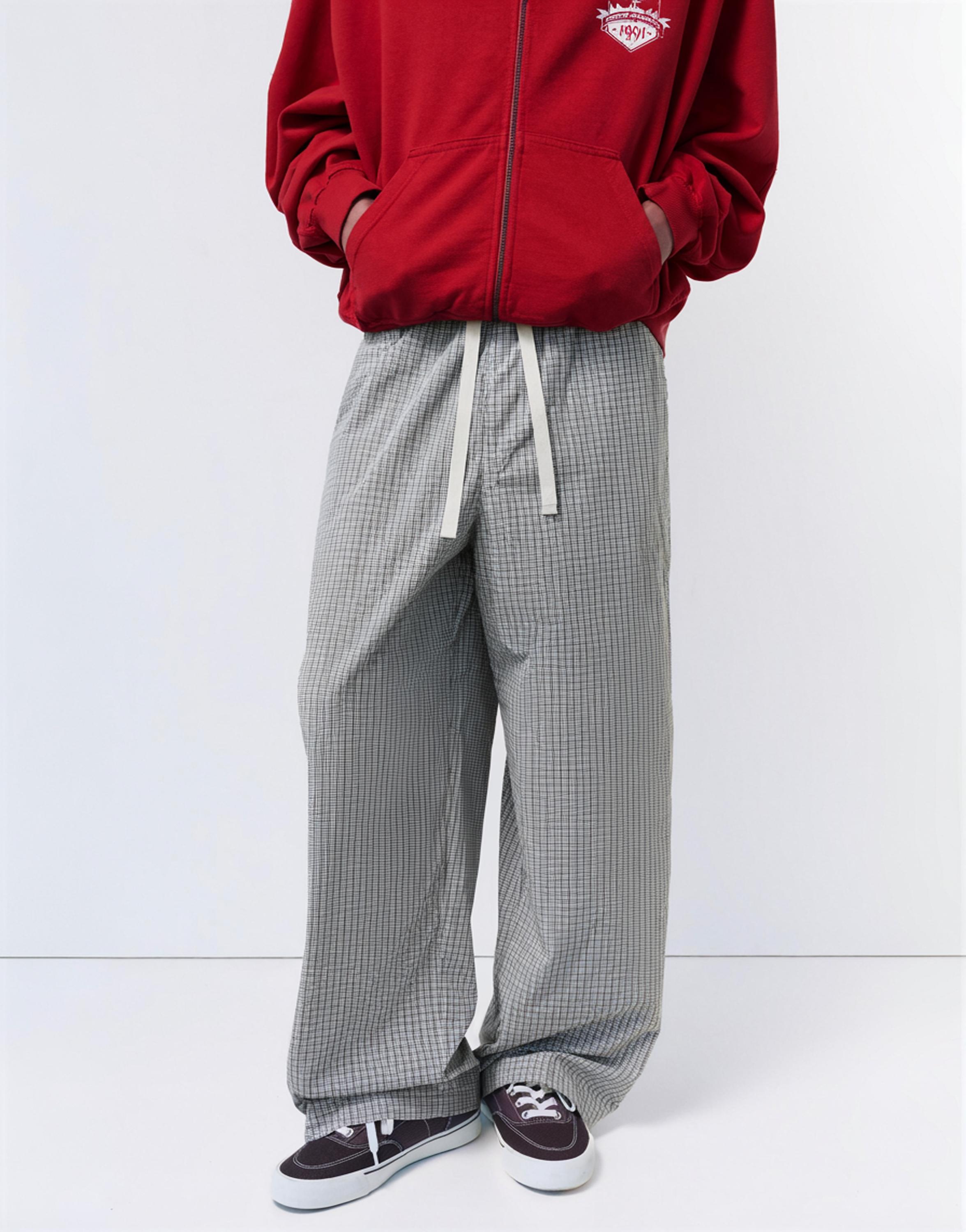 Checked jogging trousers — Blue/White