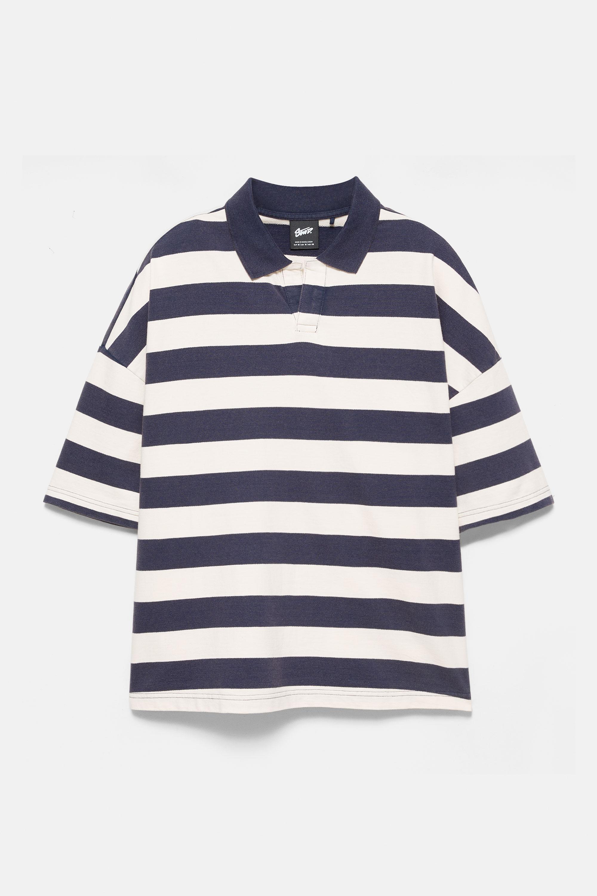 Çizgili boxy polo t-shirt - Görsel 25