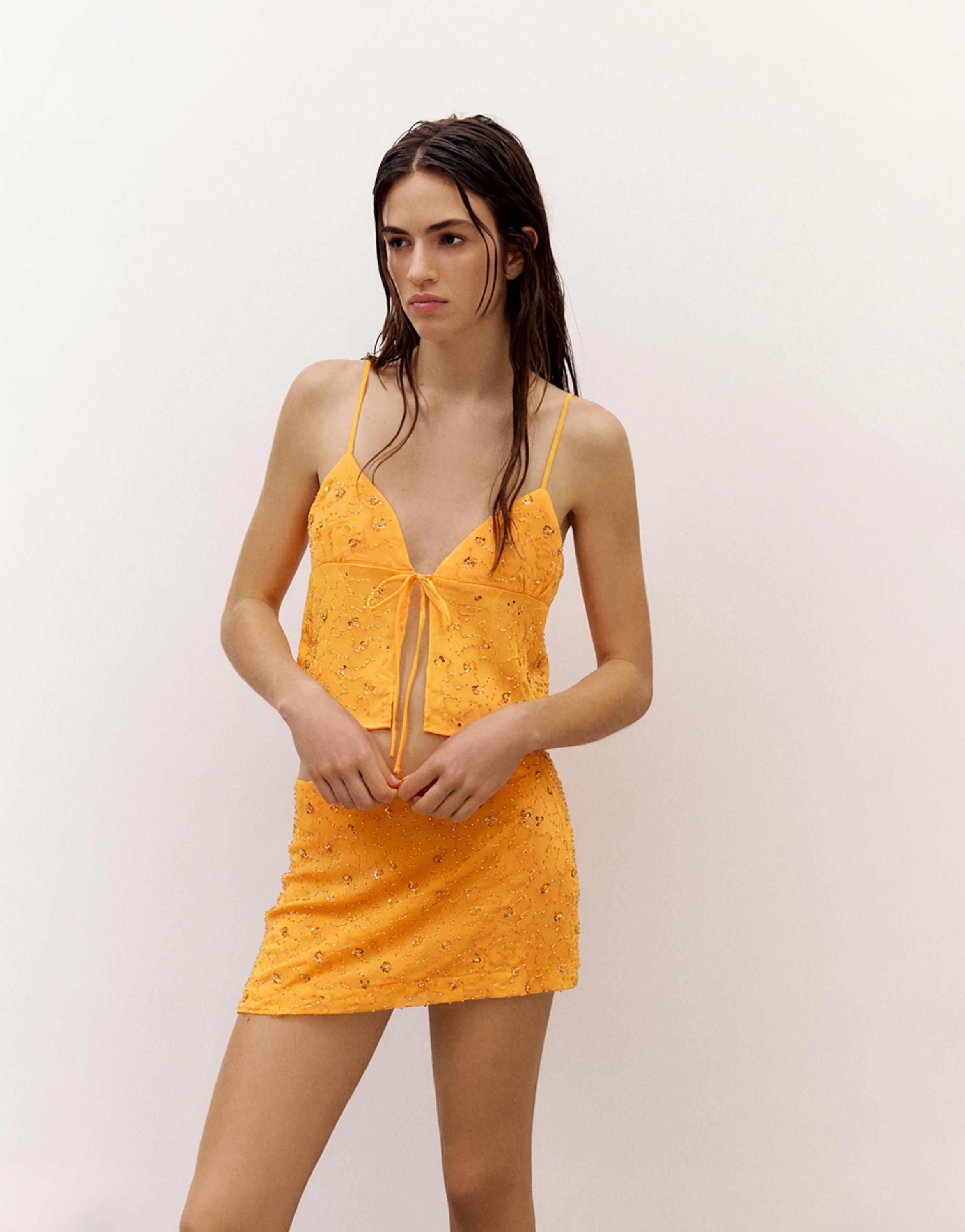 Orange sequin camisole — Orange
