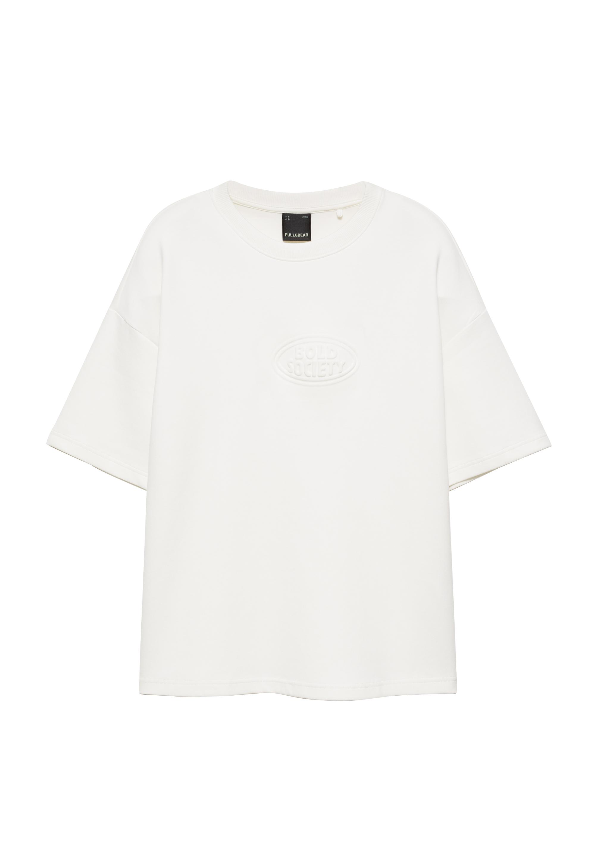 Short sleeve sweatshirt with raised logo — Off white