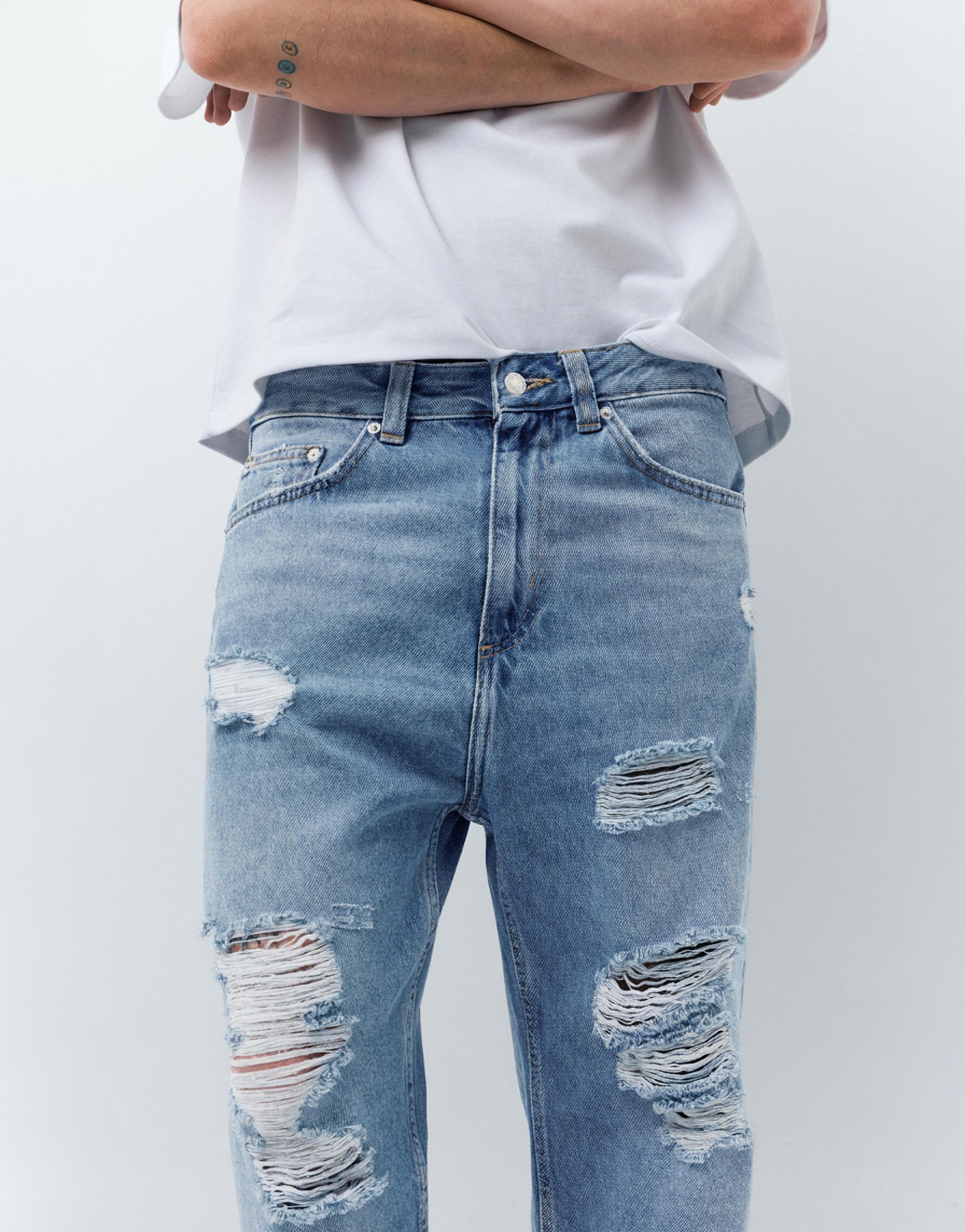 Relaxed fit ripped jeans — Pale indigo
