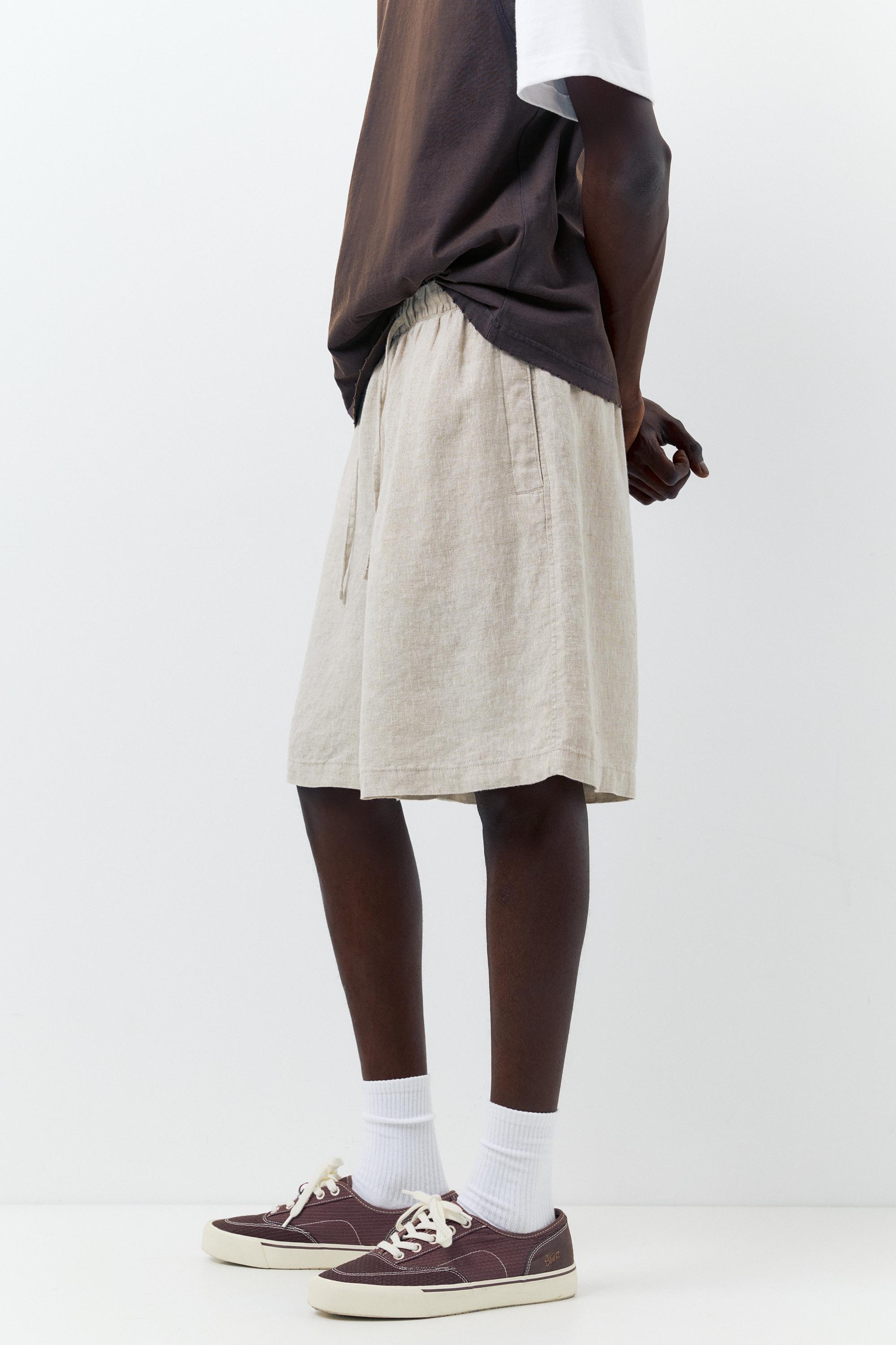 100% linen Bermuda sweat shorts — Beige