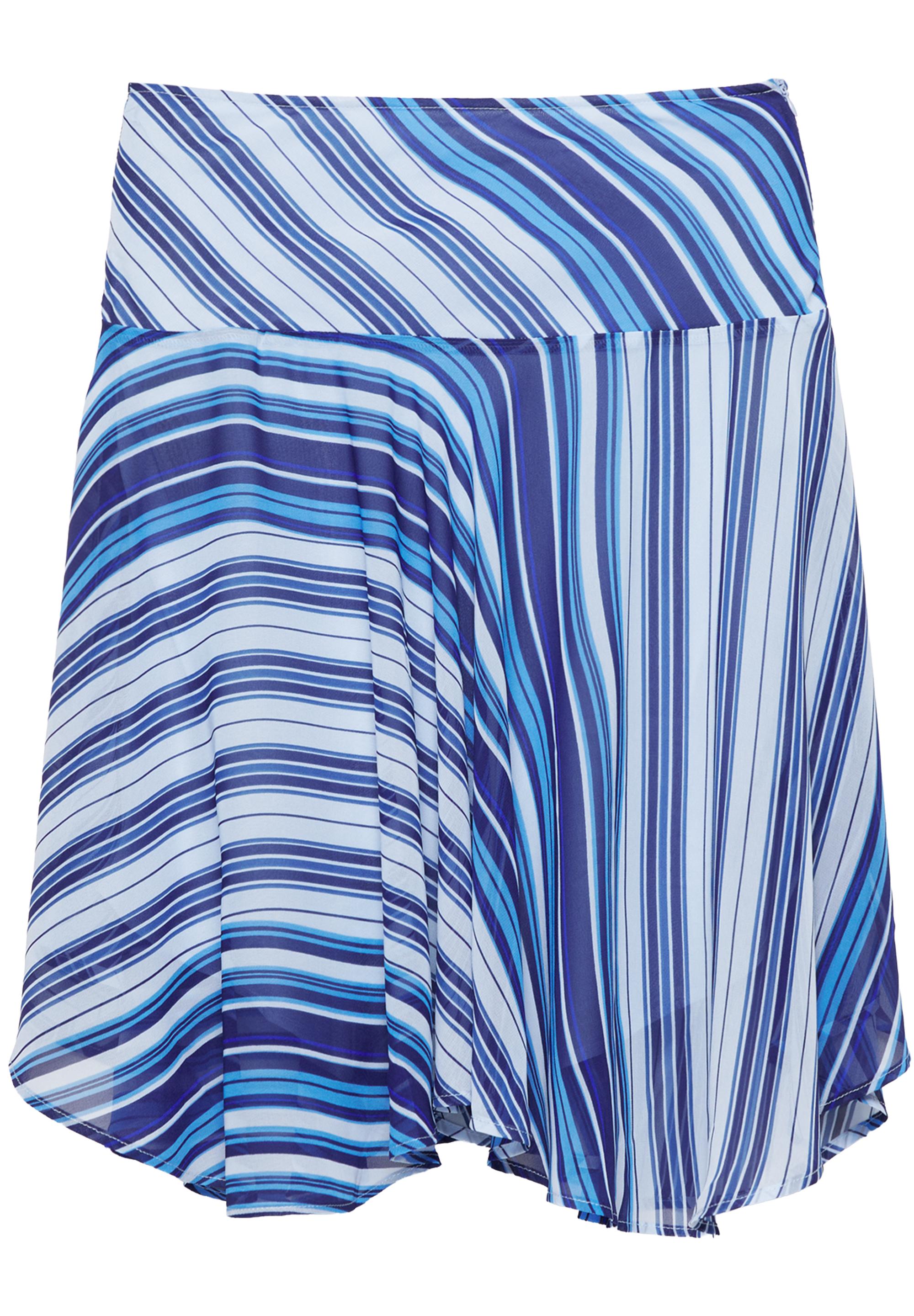 Asymmetric striped midi skirt — Deep blue