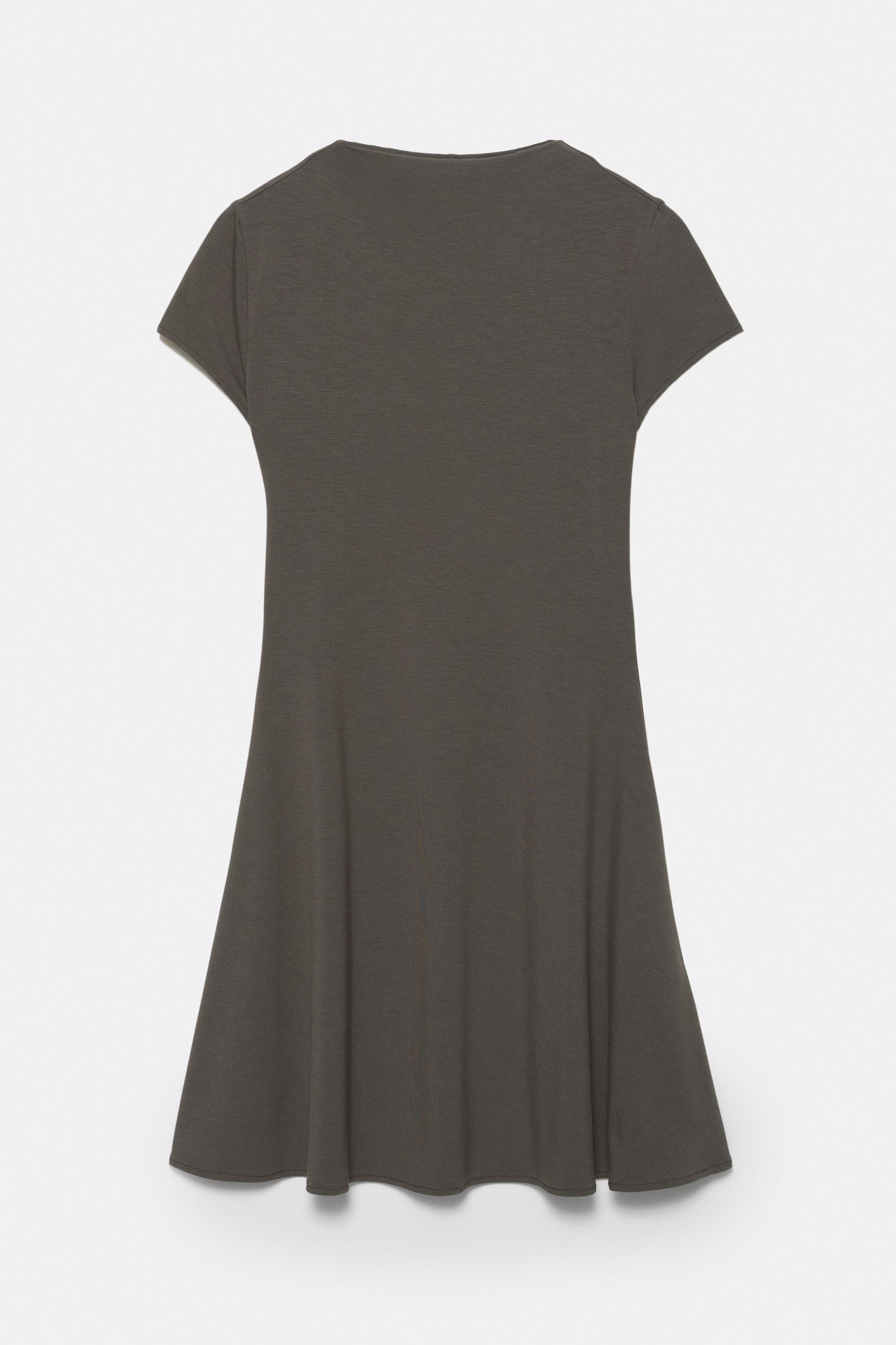 Short mock neck dress — Khaki