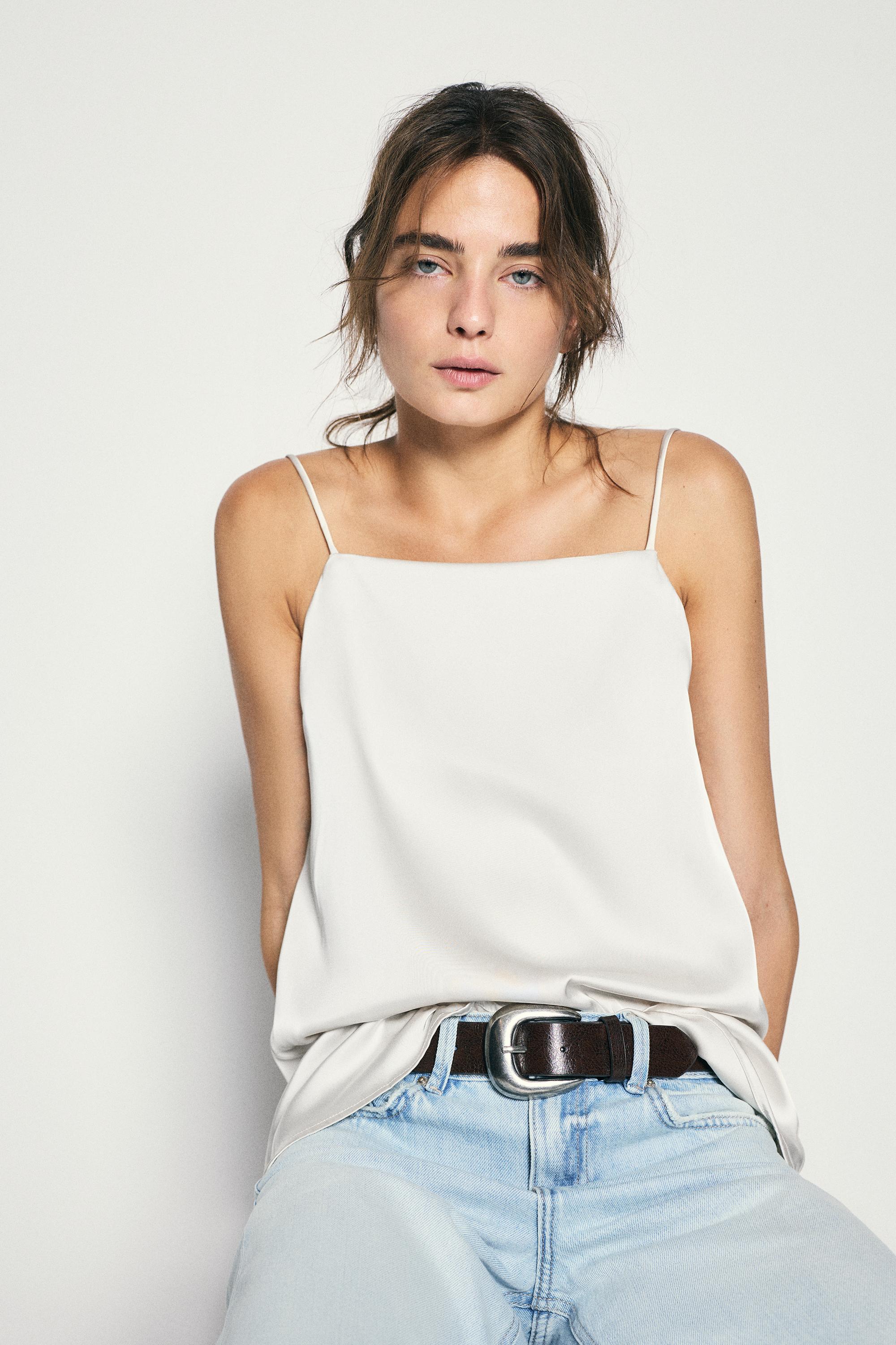 Satin cami top — Ecru