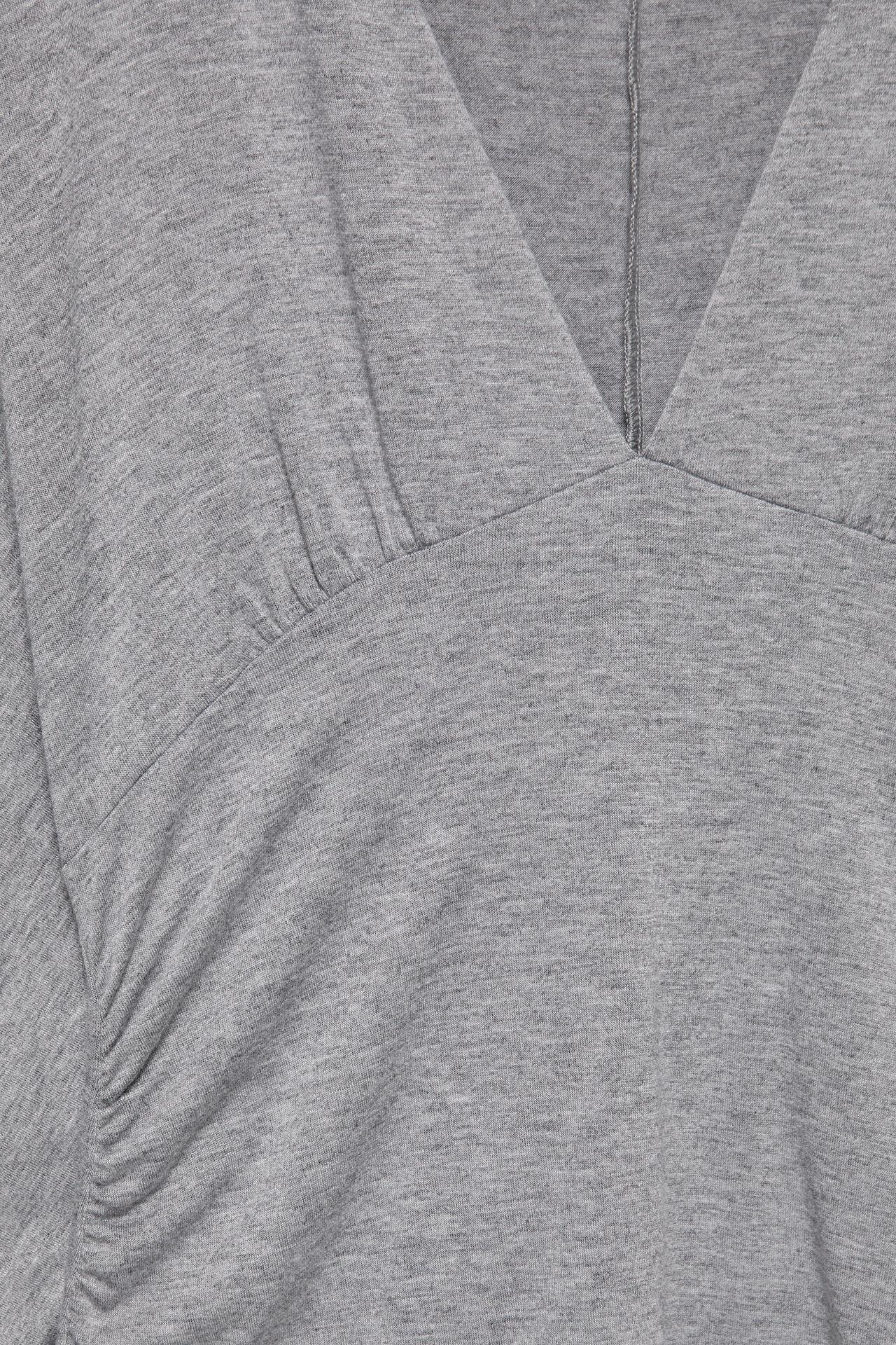 Gathered v-neck top — Grey marl