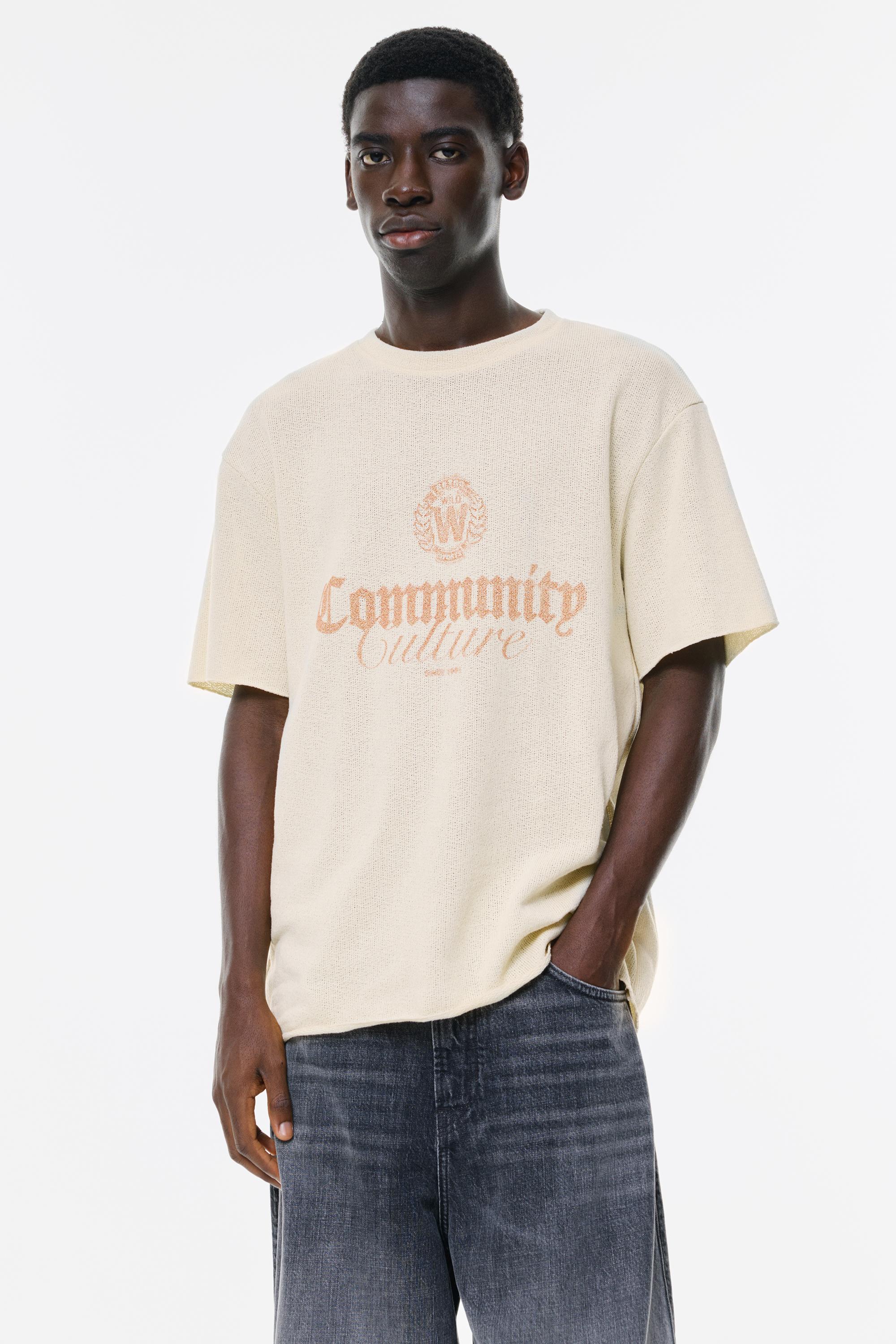 T-Shirt Maille Coupée - Pull&Bear - Modalova