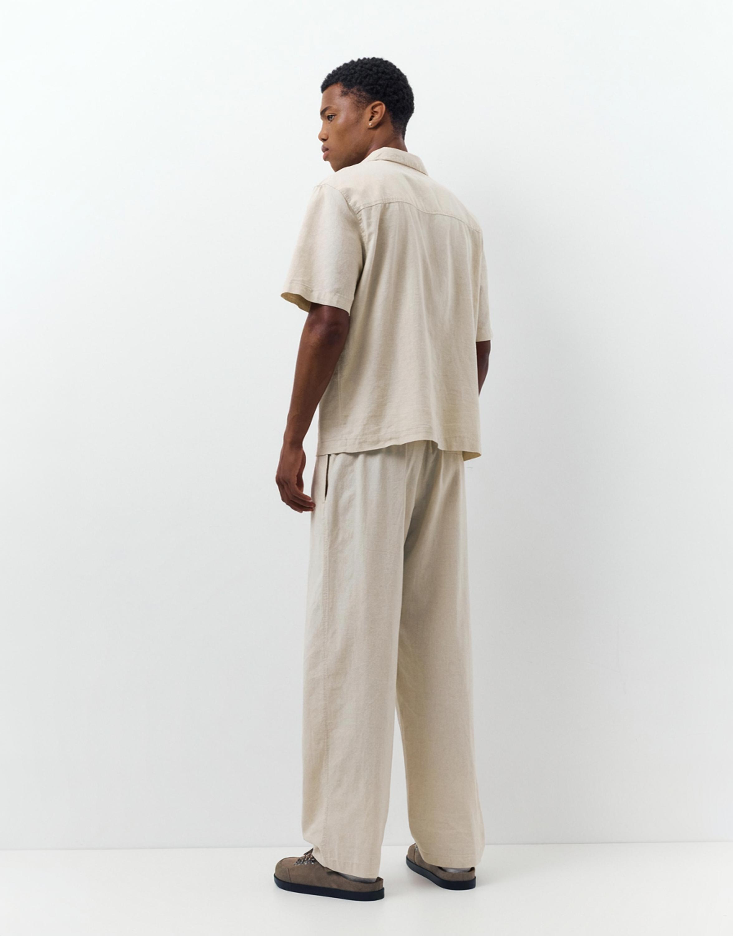 Linen blend jogger trousers — Beige