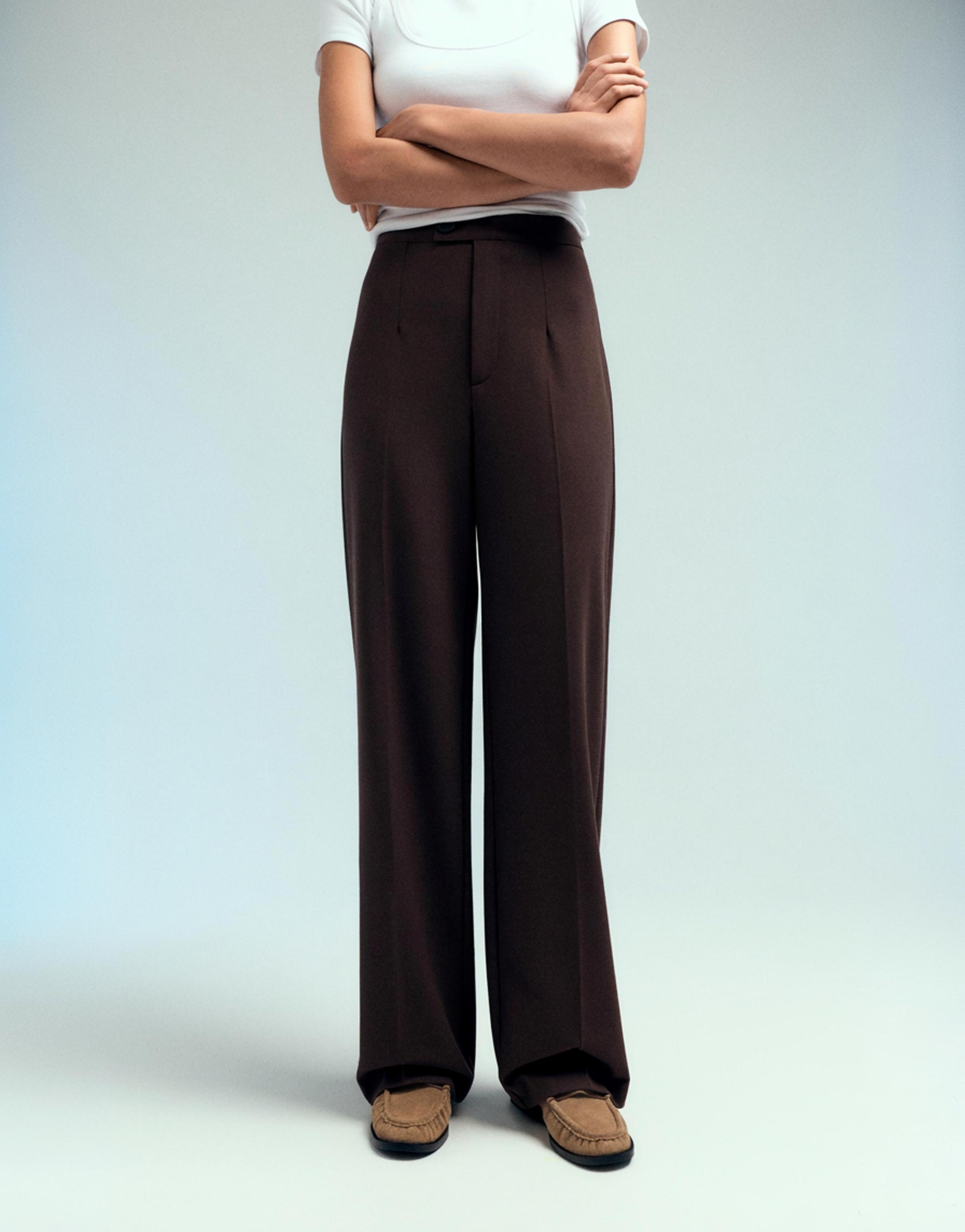 Straight-leg darted trousers — Brown