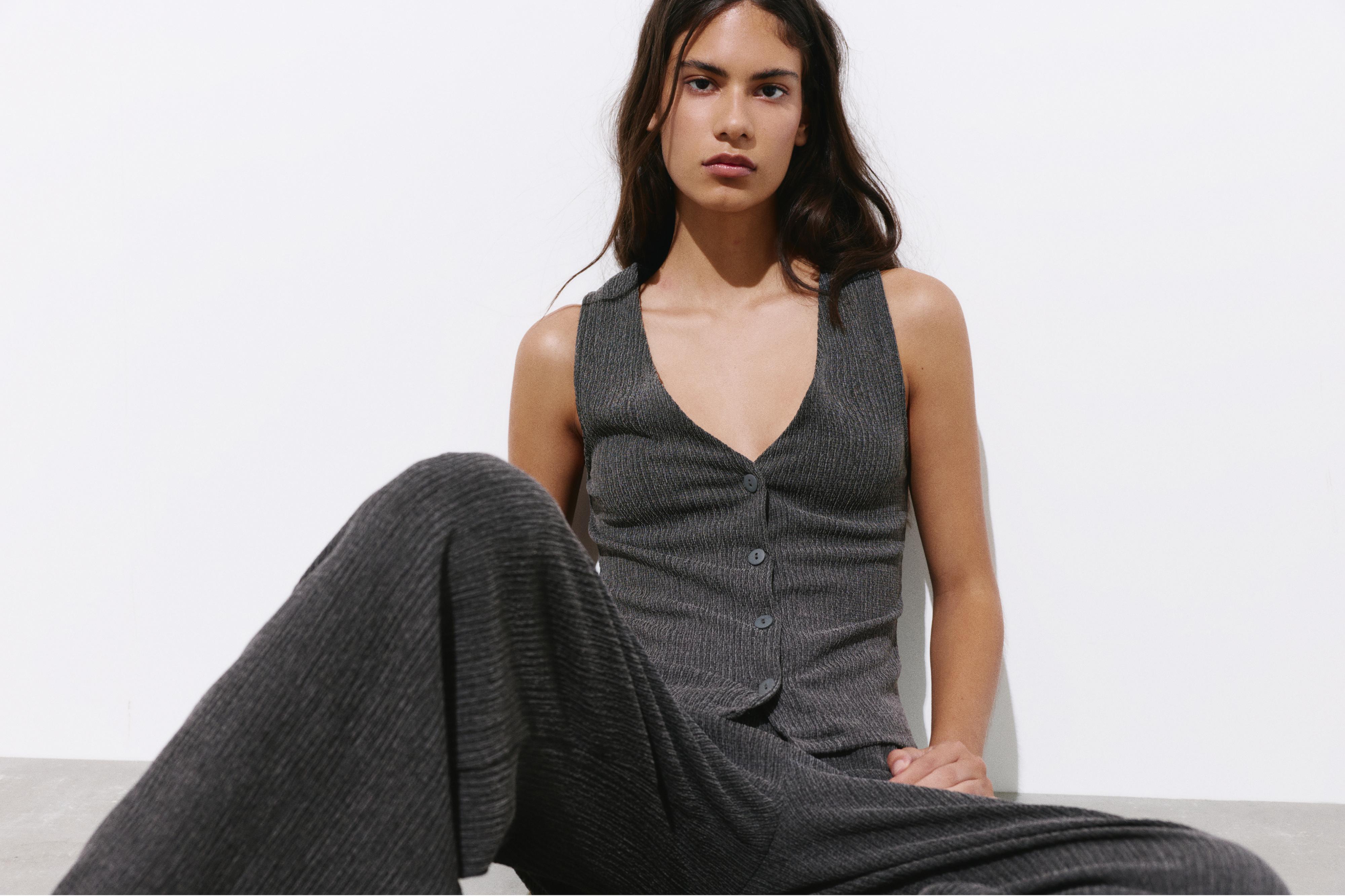 Crepe vest — Anthracite grey