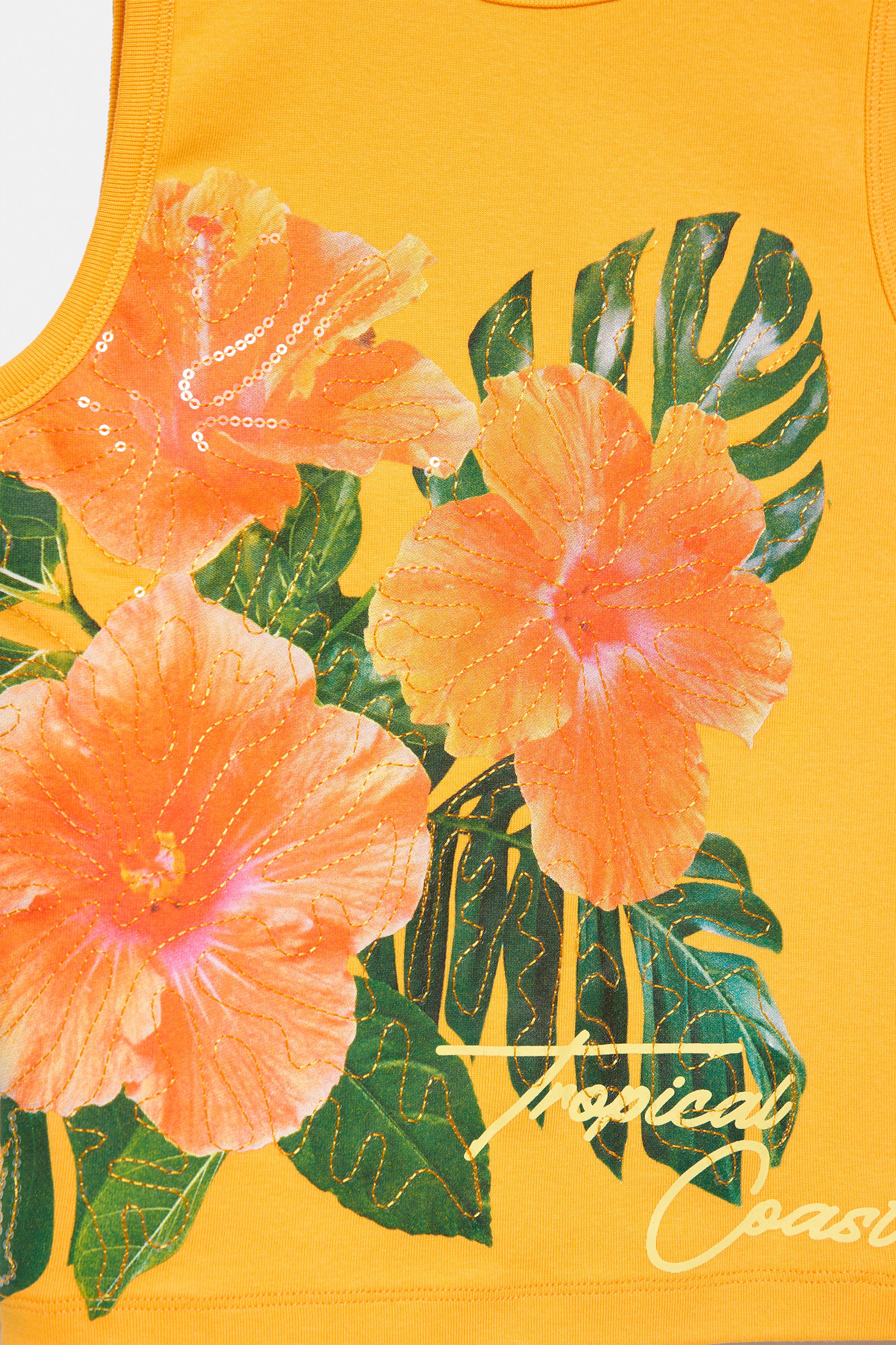 Floral sequin tank top — Orange