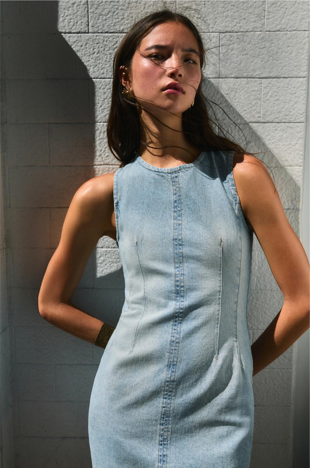 Dungaree Dress Denim Dress Pull And Bear Pull And Bear Dark Blue