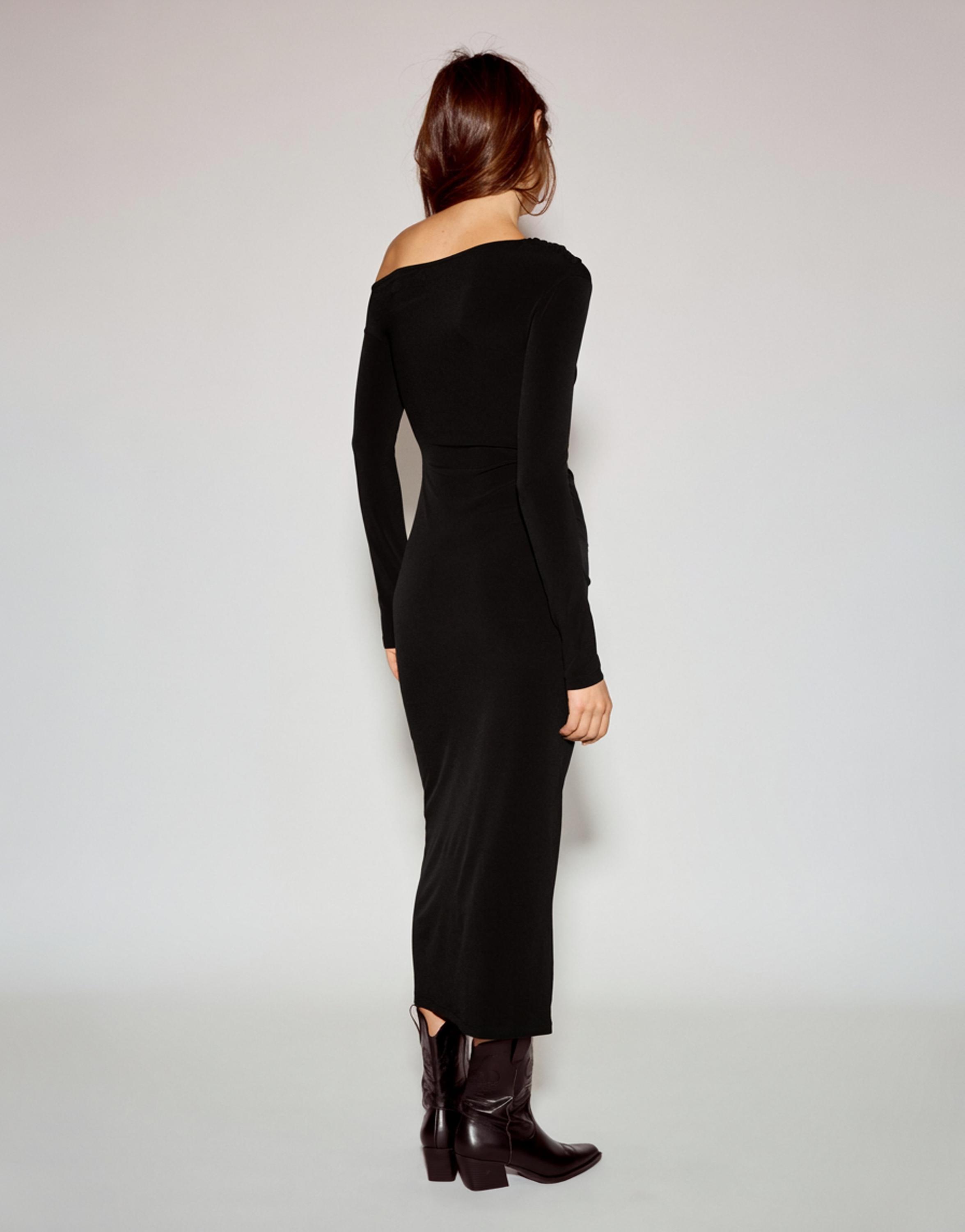 Bardot neckline midi dress — Black