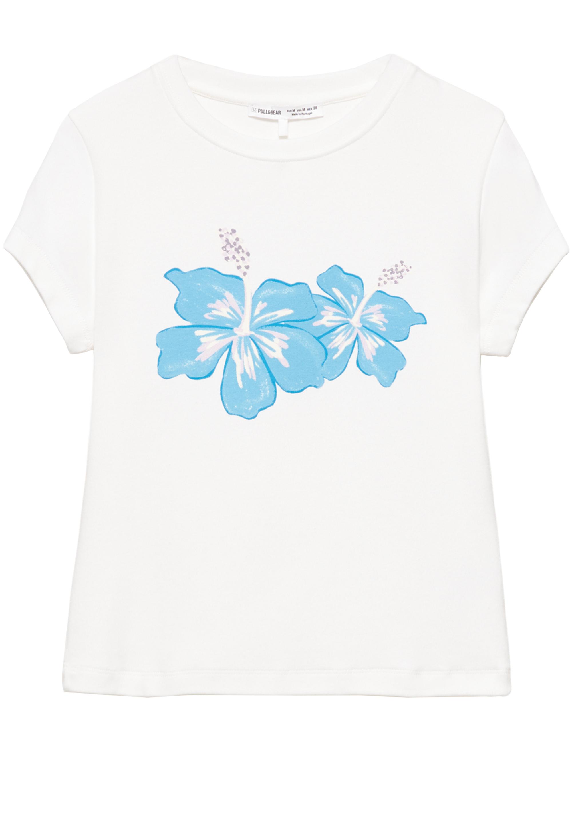 Hibiscus floral T-shirt — White