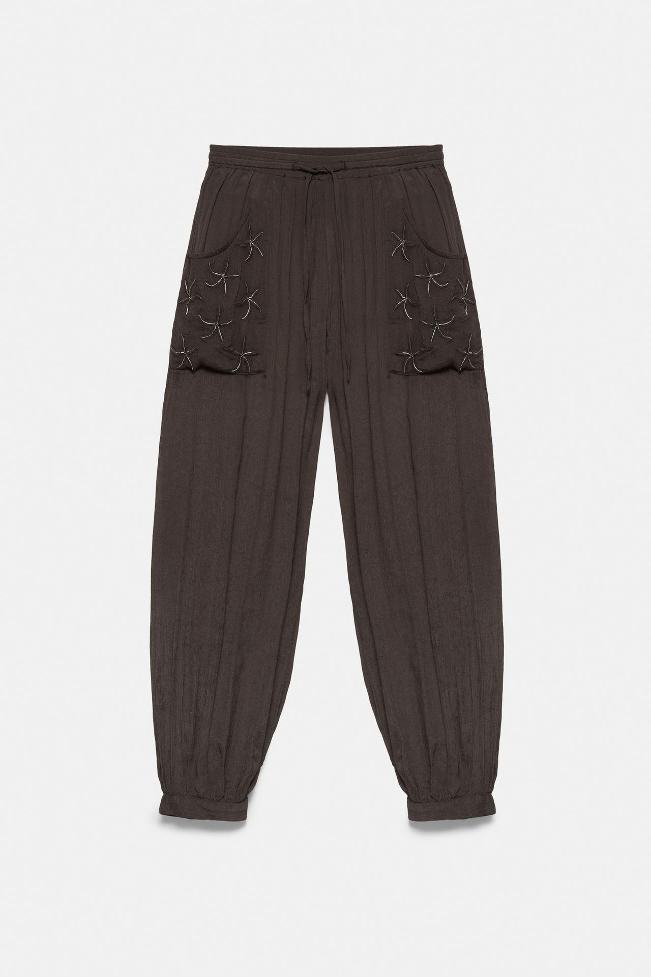 Beaded sarouel trousers — Brown