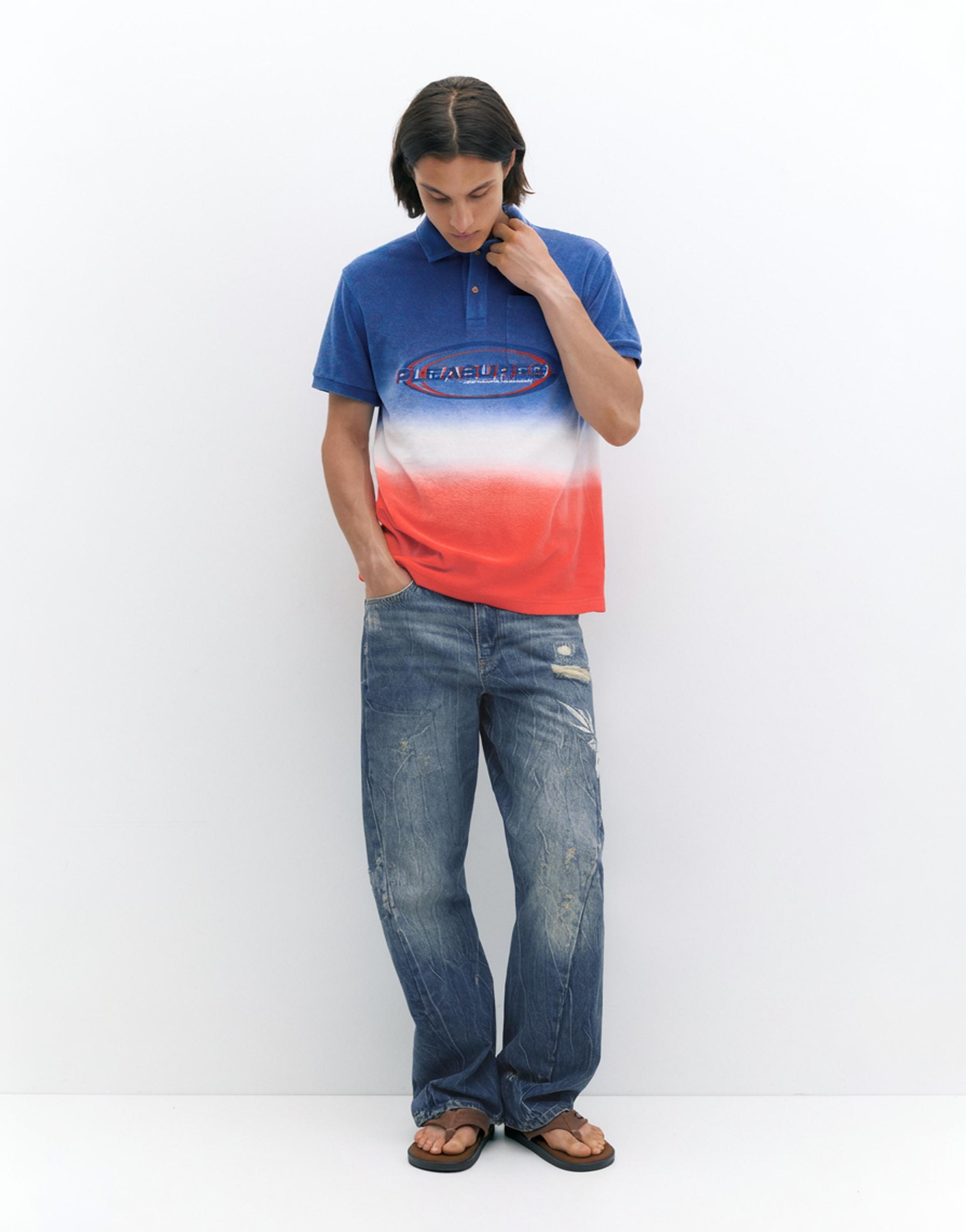 Pleasures x STWD ombré polo shirt — Blue