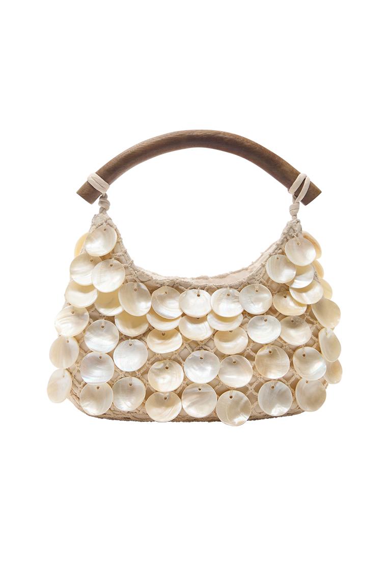 Beaded handbag — Ecru