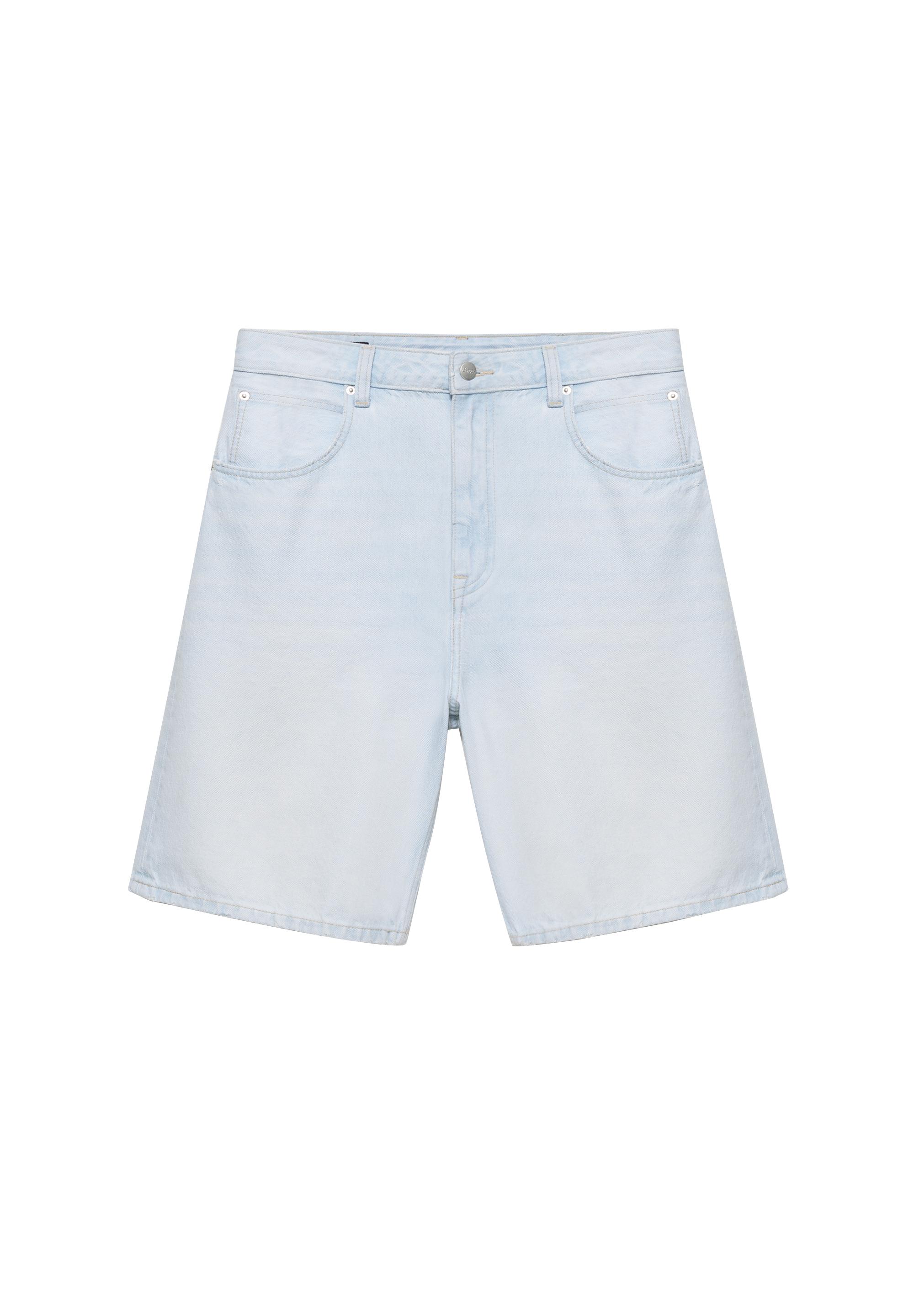 Baggy relaxed fit denim Bermuda shorts — Pale indigo