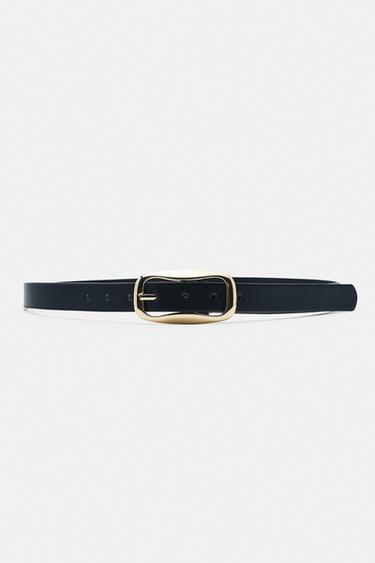 Slim belt with irregular buckle — Black 1